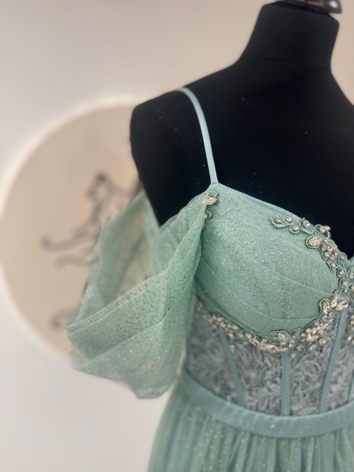 Robe de soirée vert d'eau