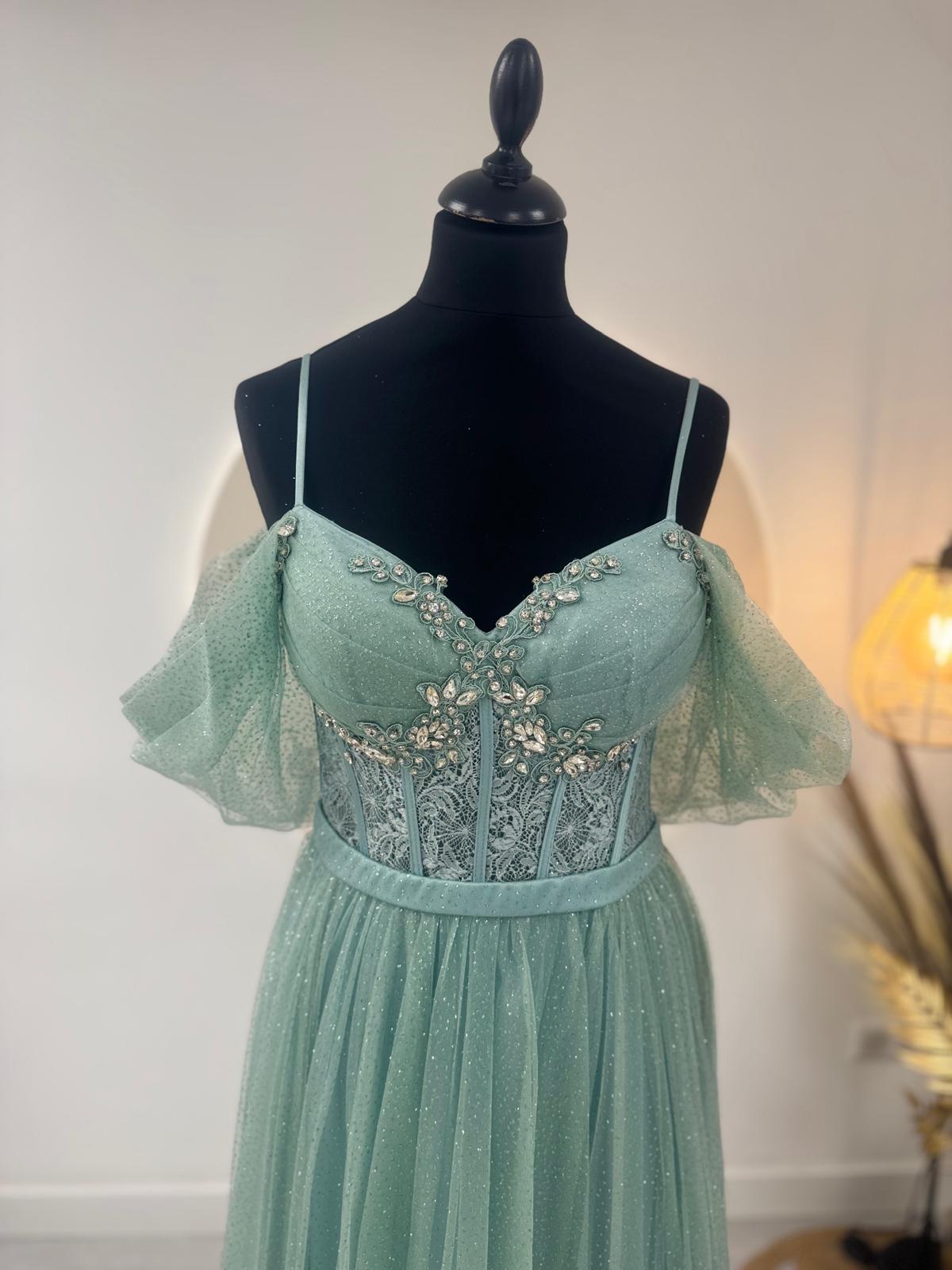 Robe de soirée vert d'eau