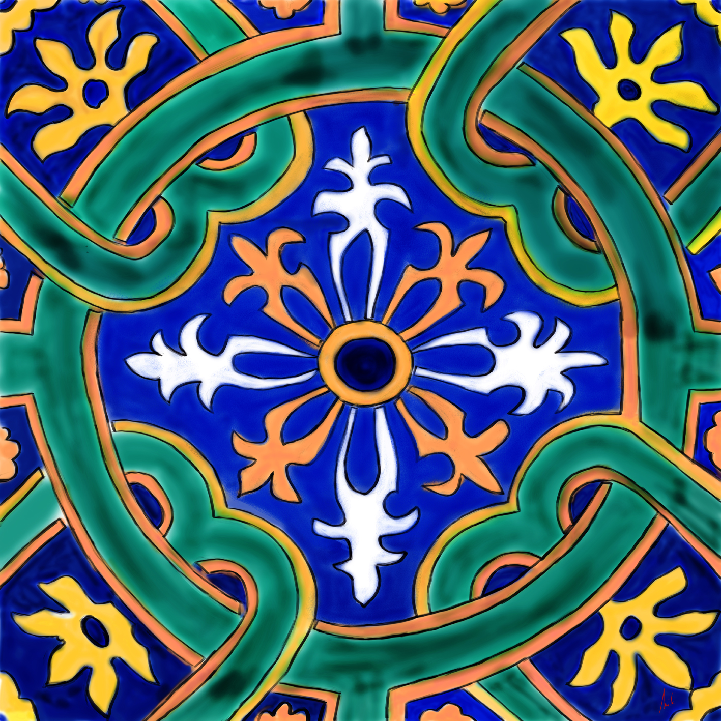 Azulejo antiguo decorativo