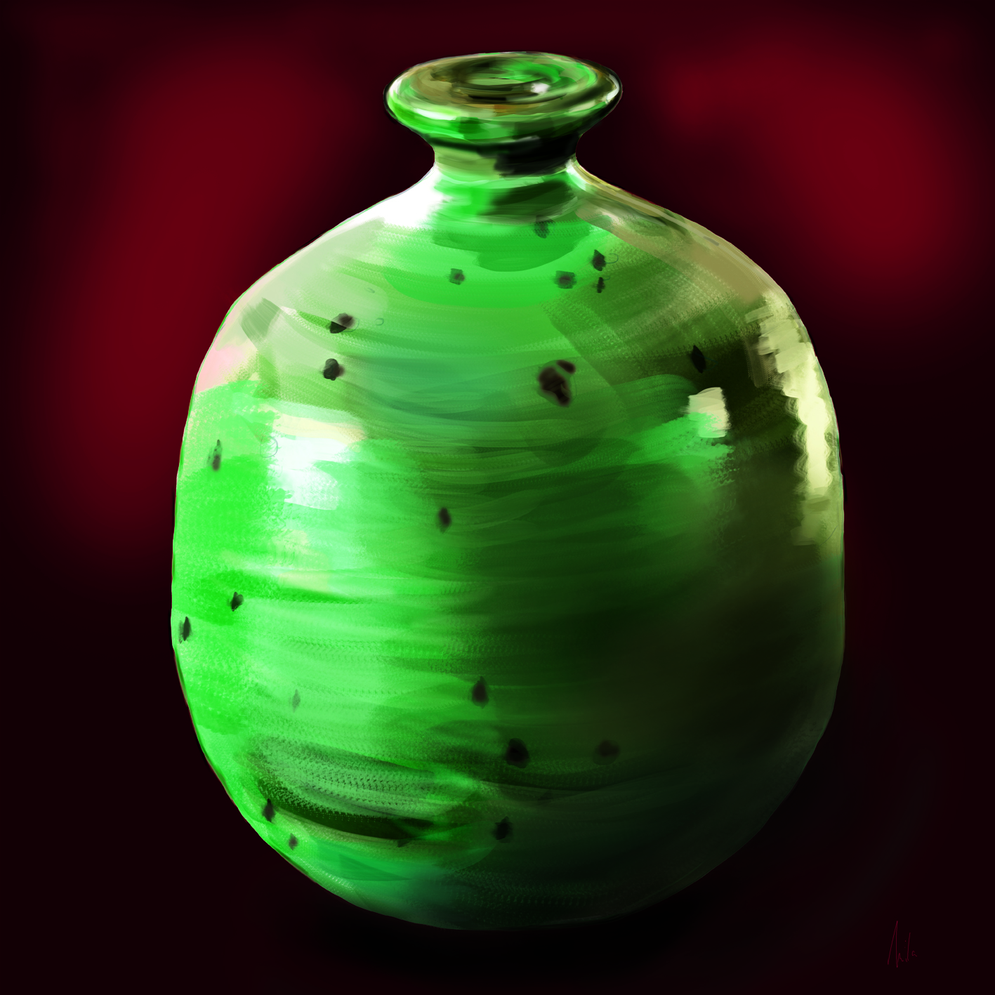 Jarrón de cerámica verde