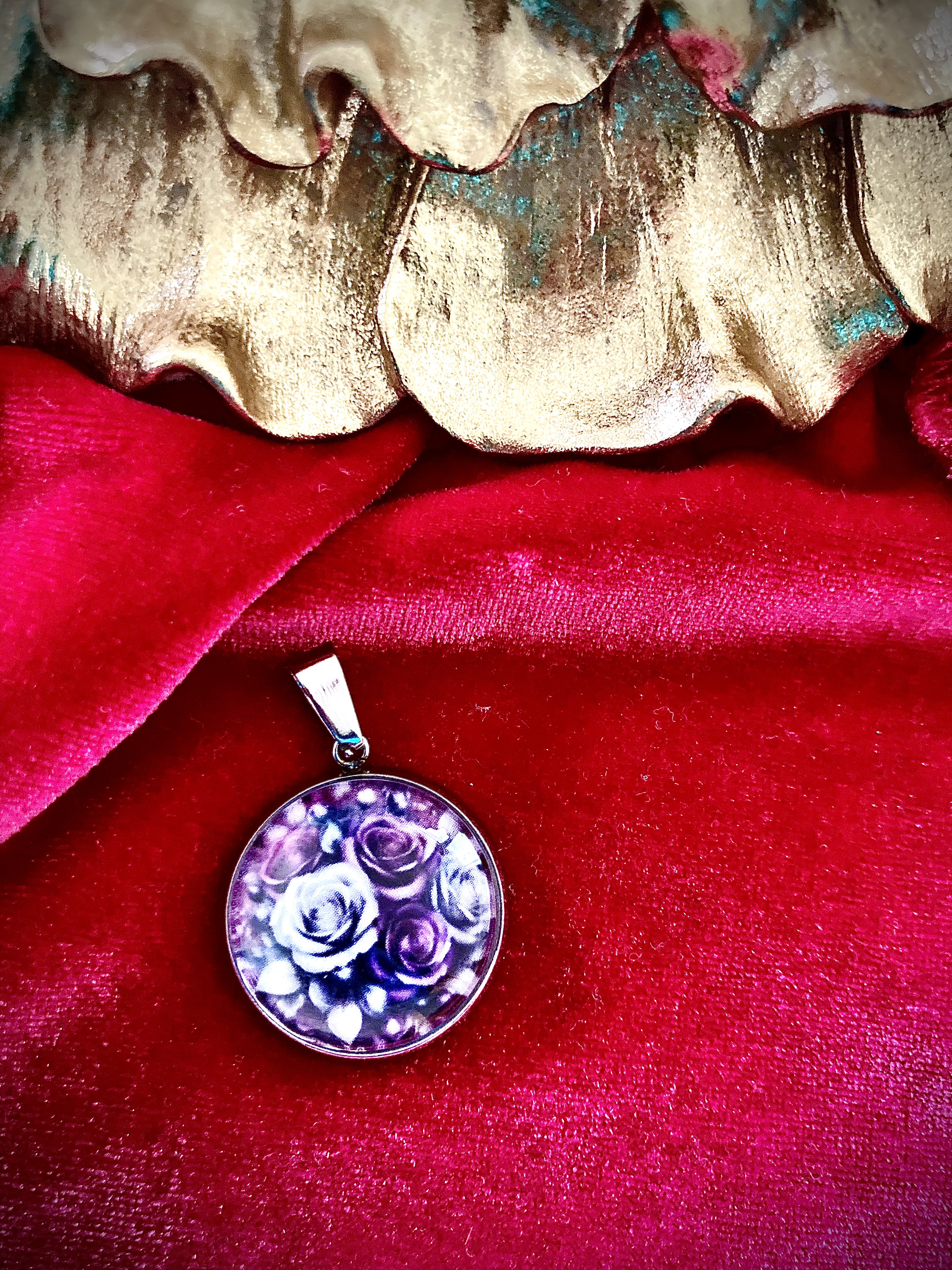 Pendentif Bouquet Silver Purple