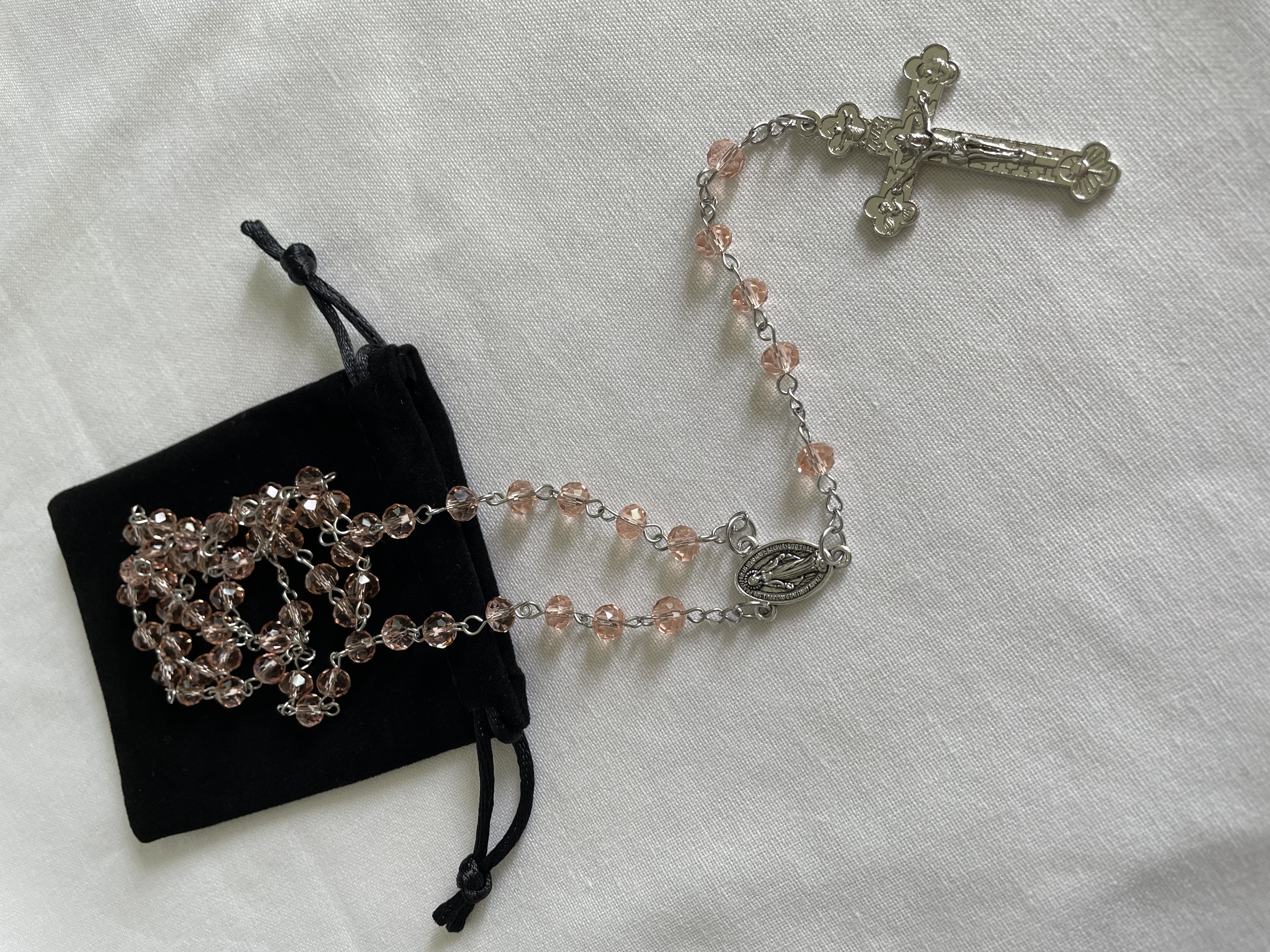 Pink Faceted Glass Rosary