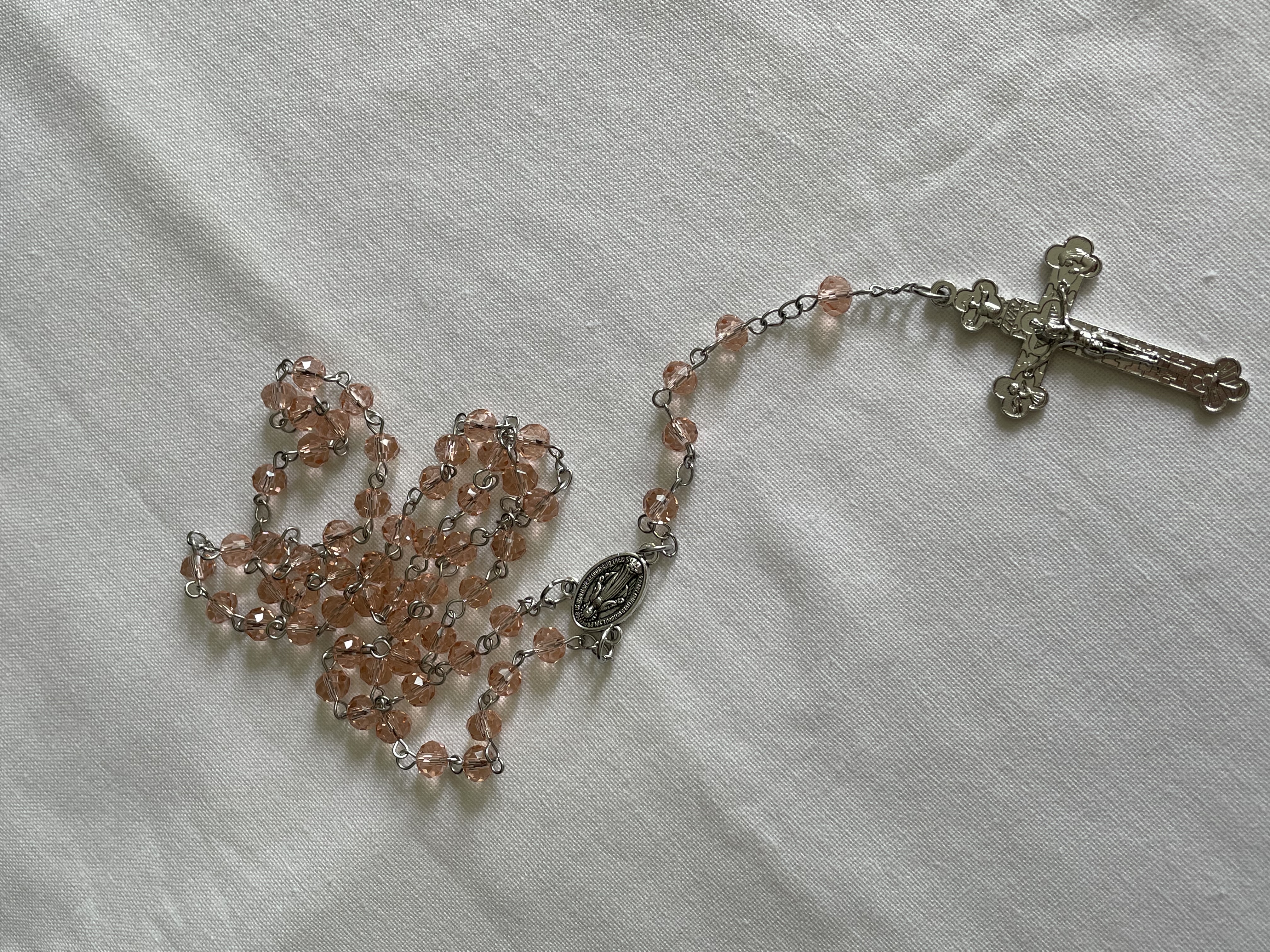 Pink Faceted Glass Rosary