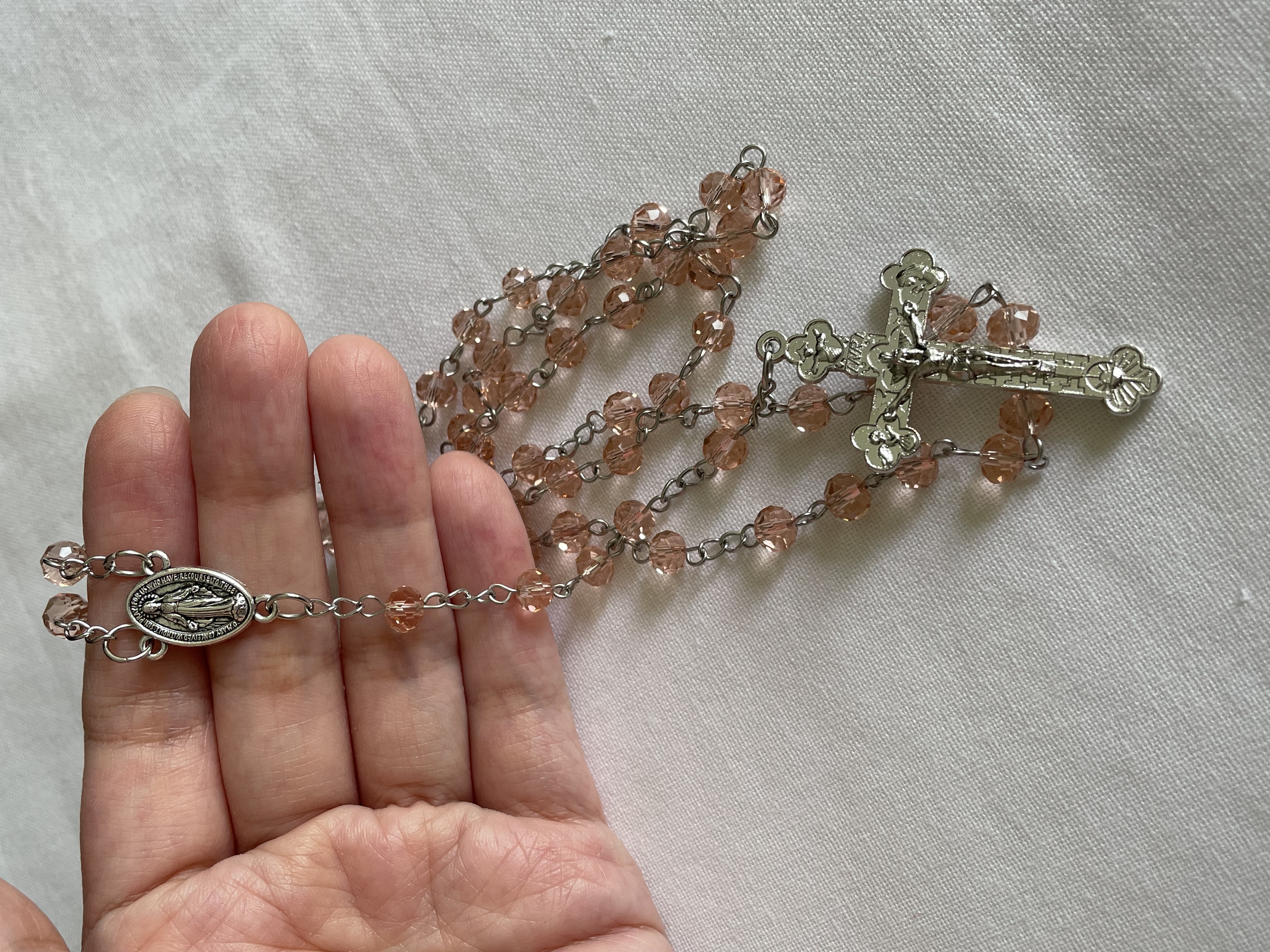 Pink Faceted Glass Rosary