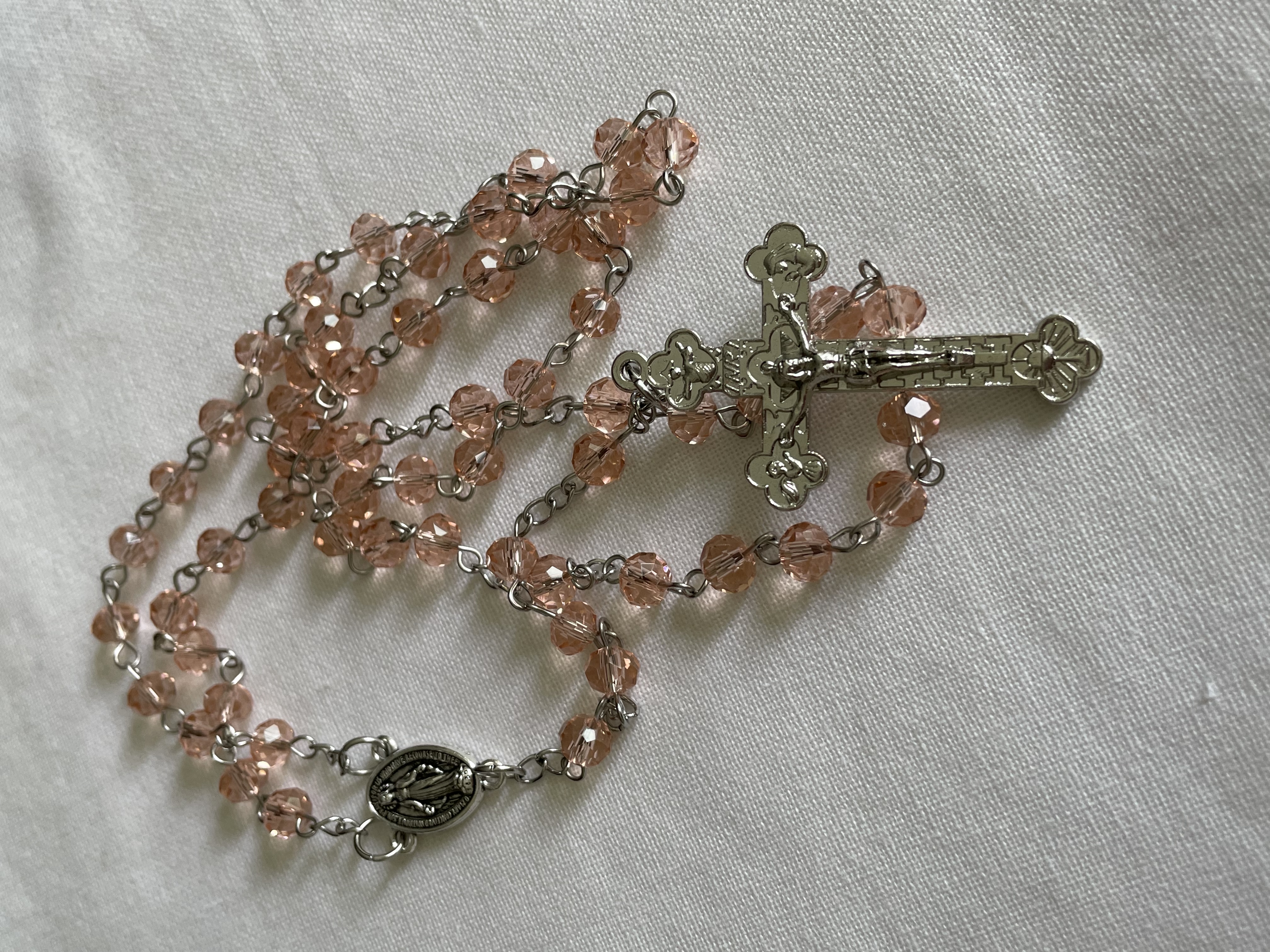 Pink Faceted Glass Rosary