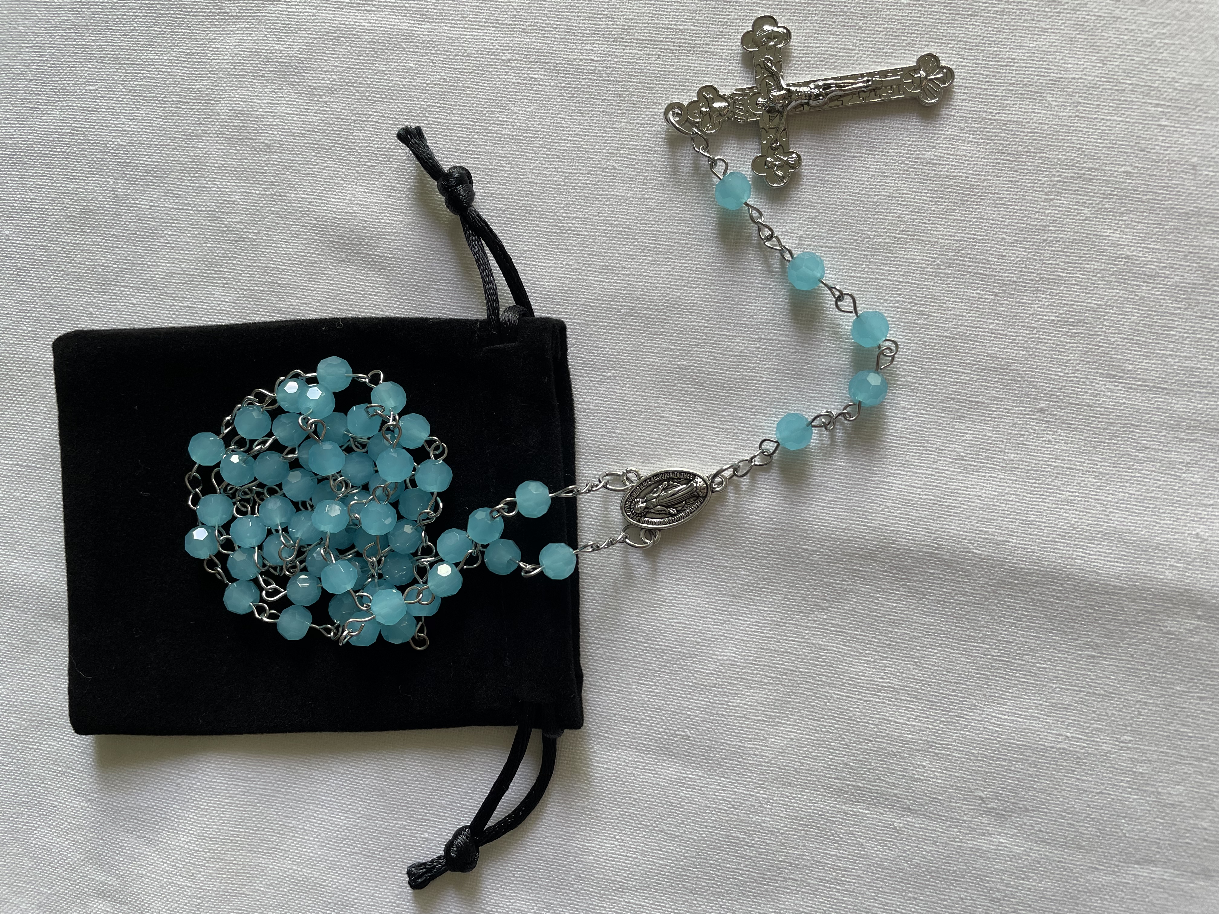 Turquoise Faceted Glass Rosary