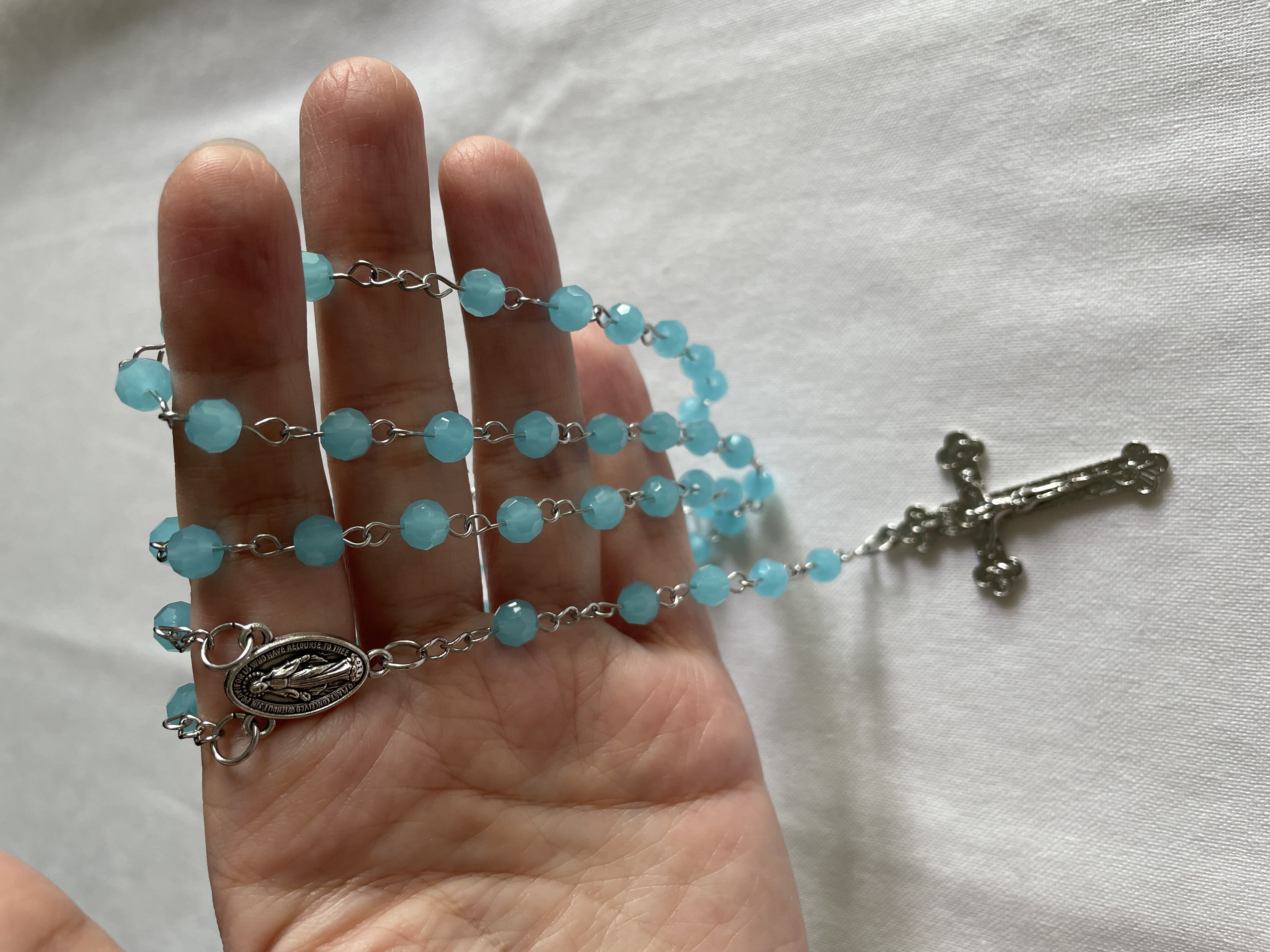 Turquoise Faceted Glass Rosary