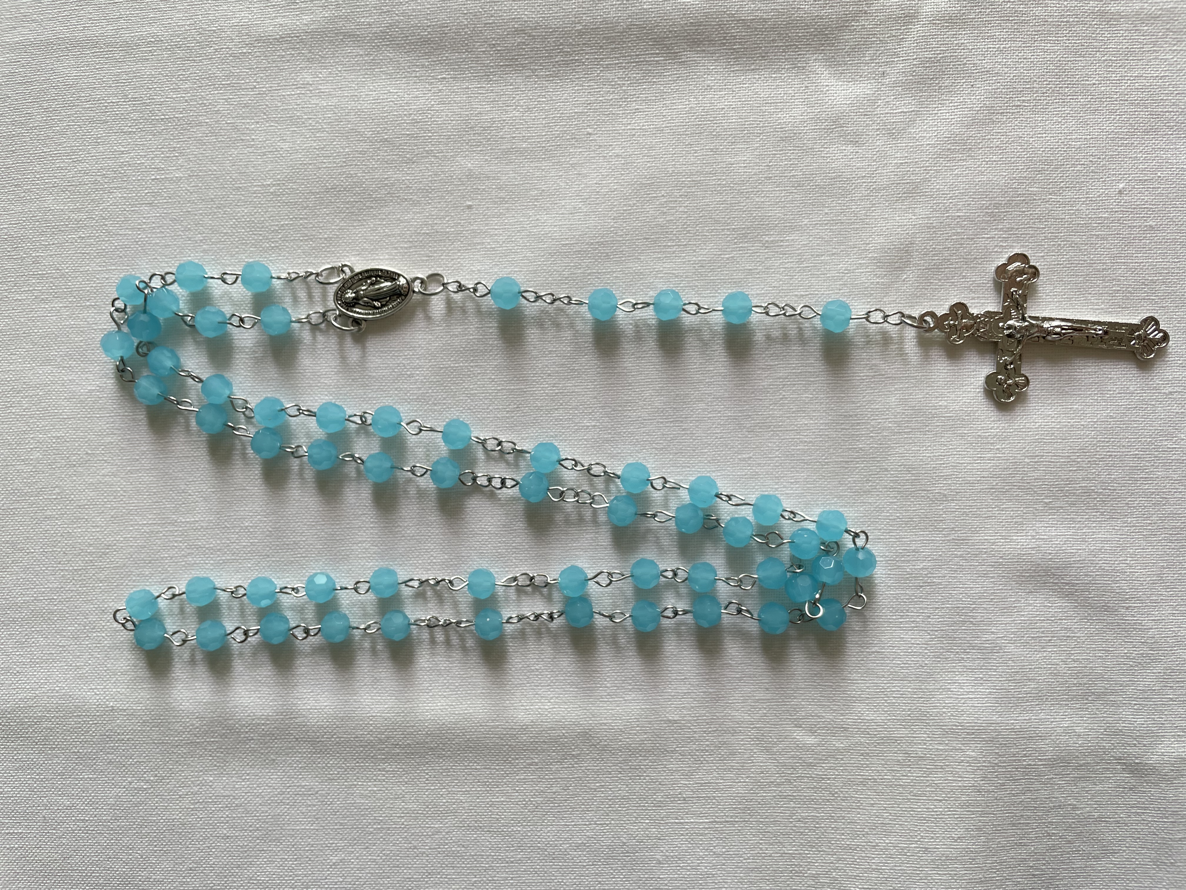 Turquoise Faceted Glass Rosary