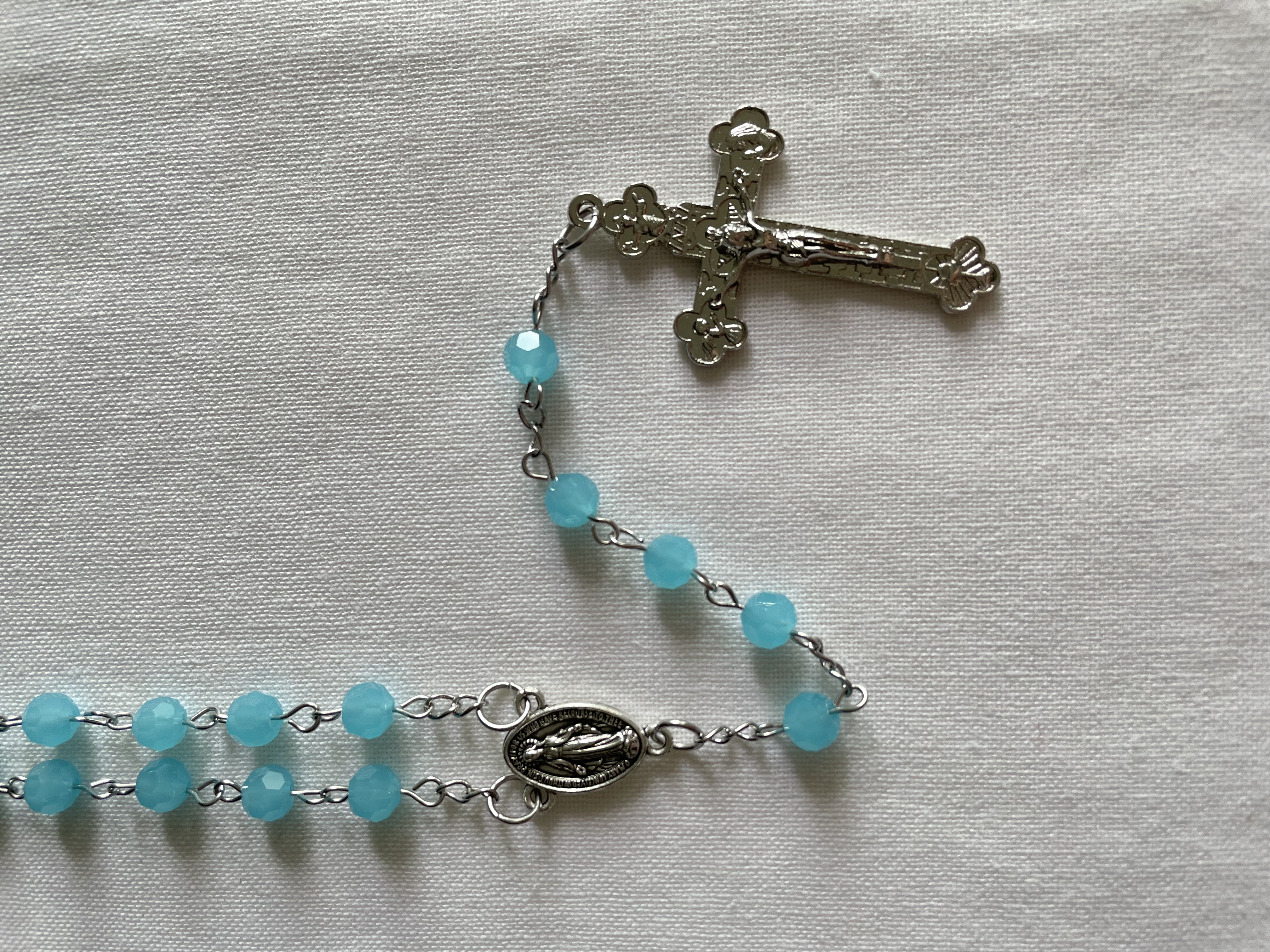 Turquoise Faceted Glass Rosary