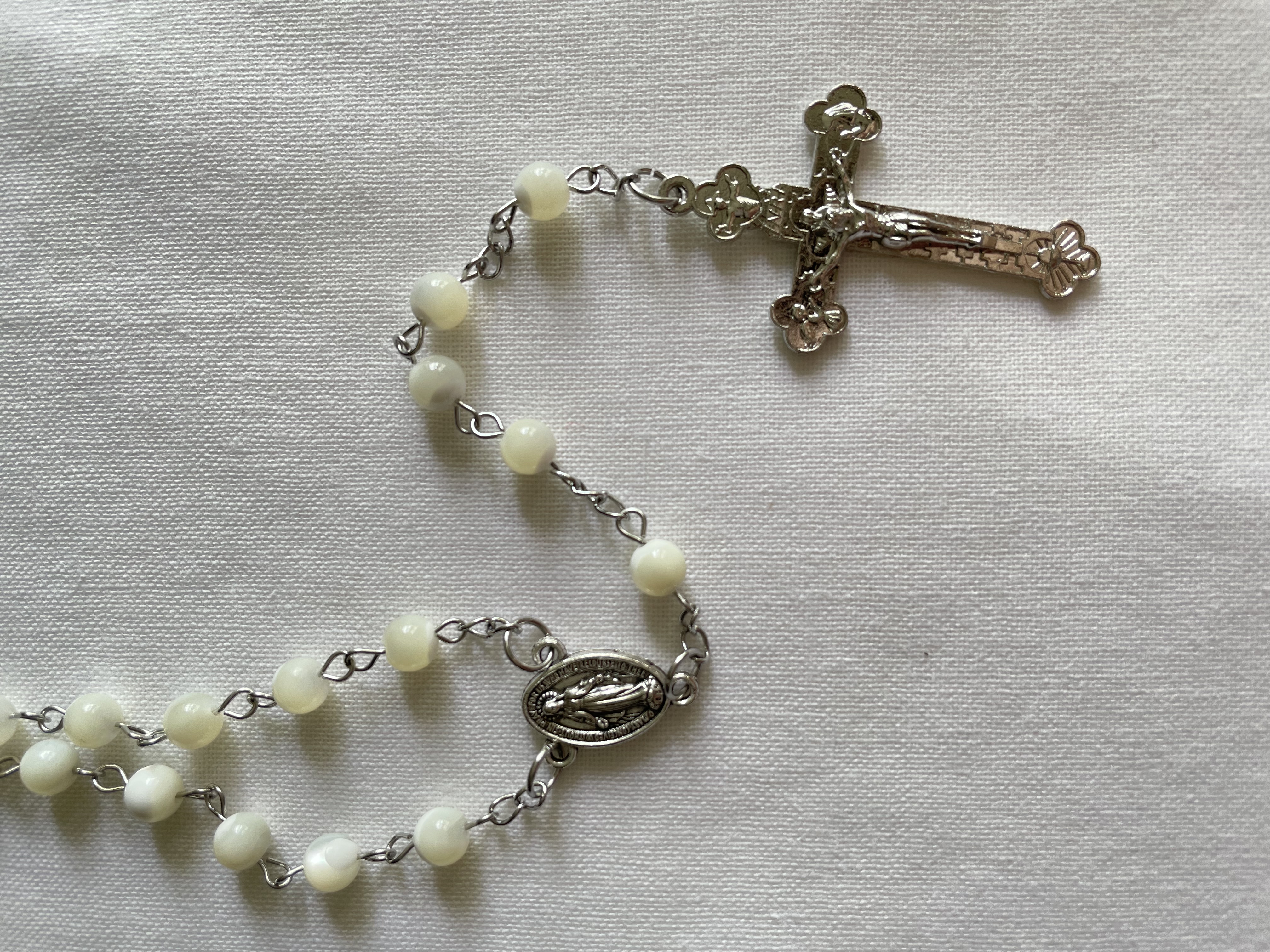 White Shell Pearl Rosary