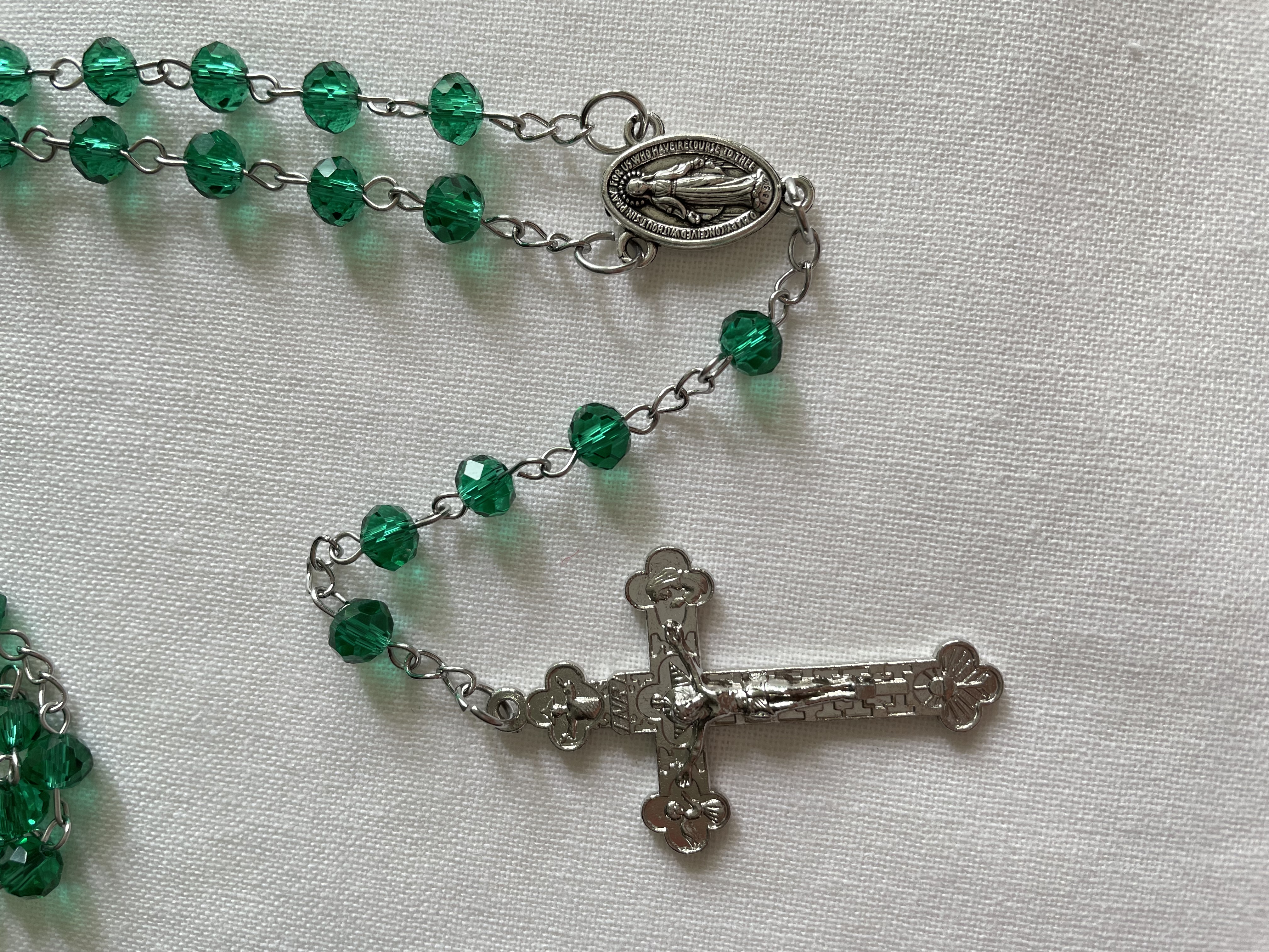 Green Faceted Glass Rosary