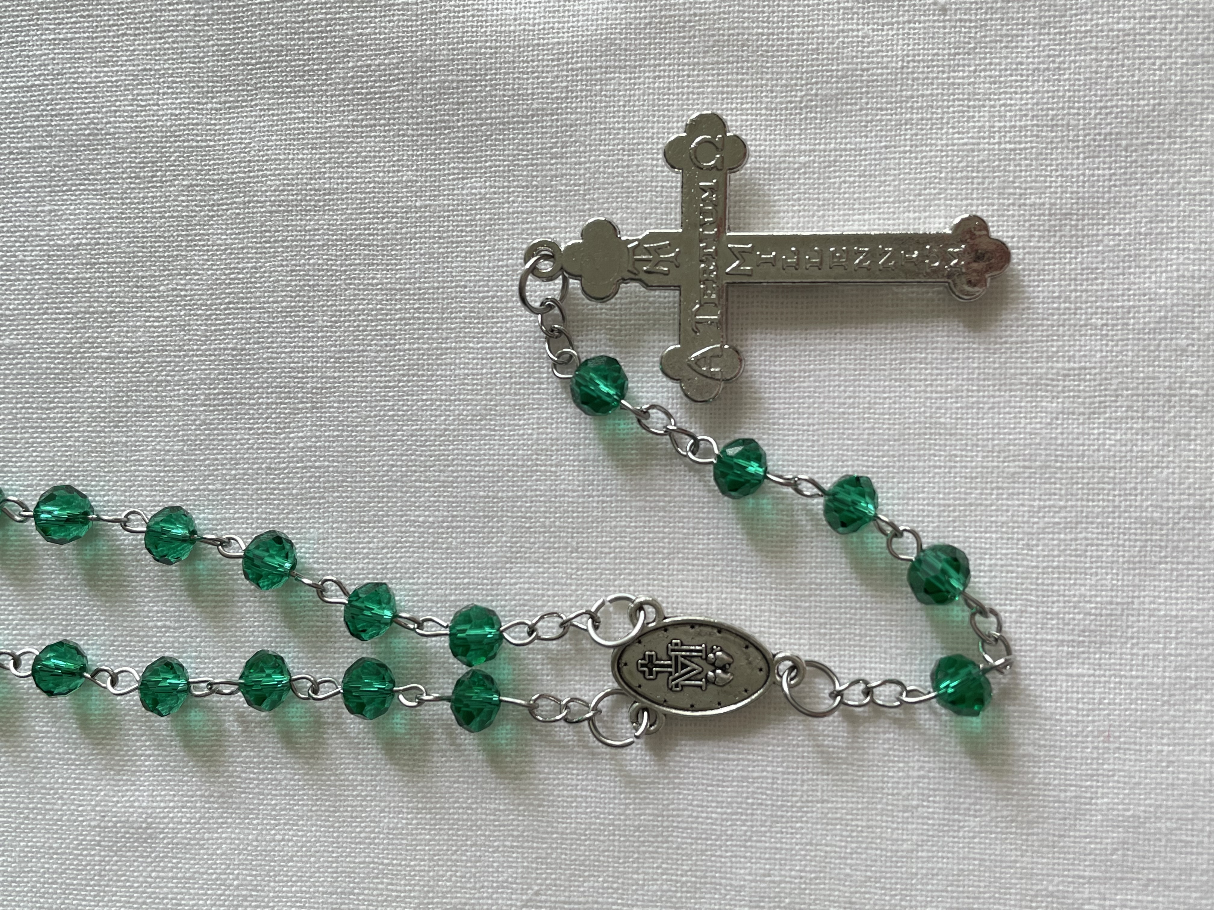 Green Faceted Glass Rosary