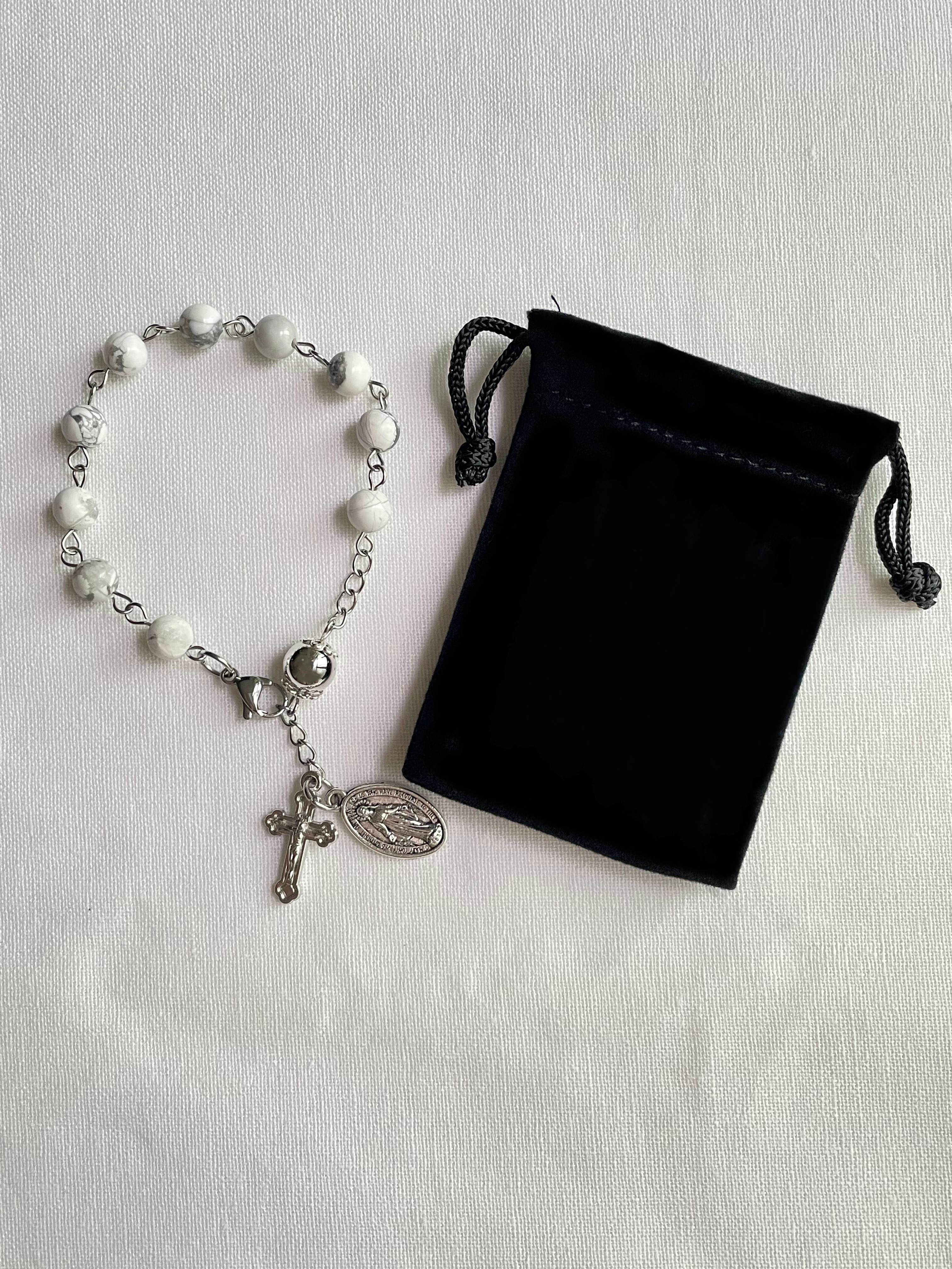 White Howlite Rosary Bracelet