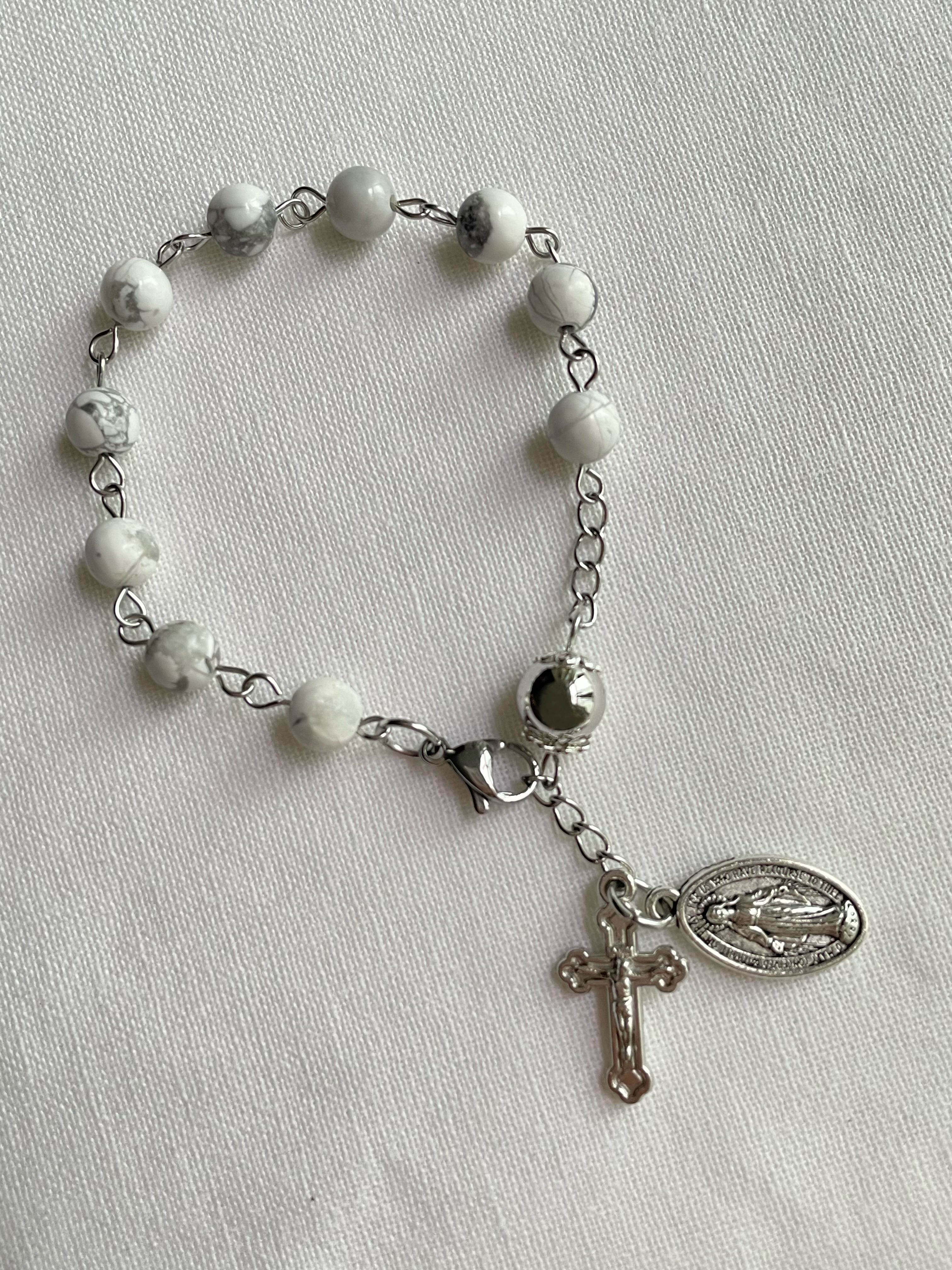 White Howlite Rosary Bracelet