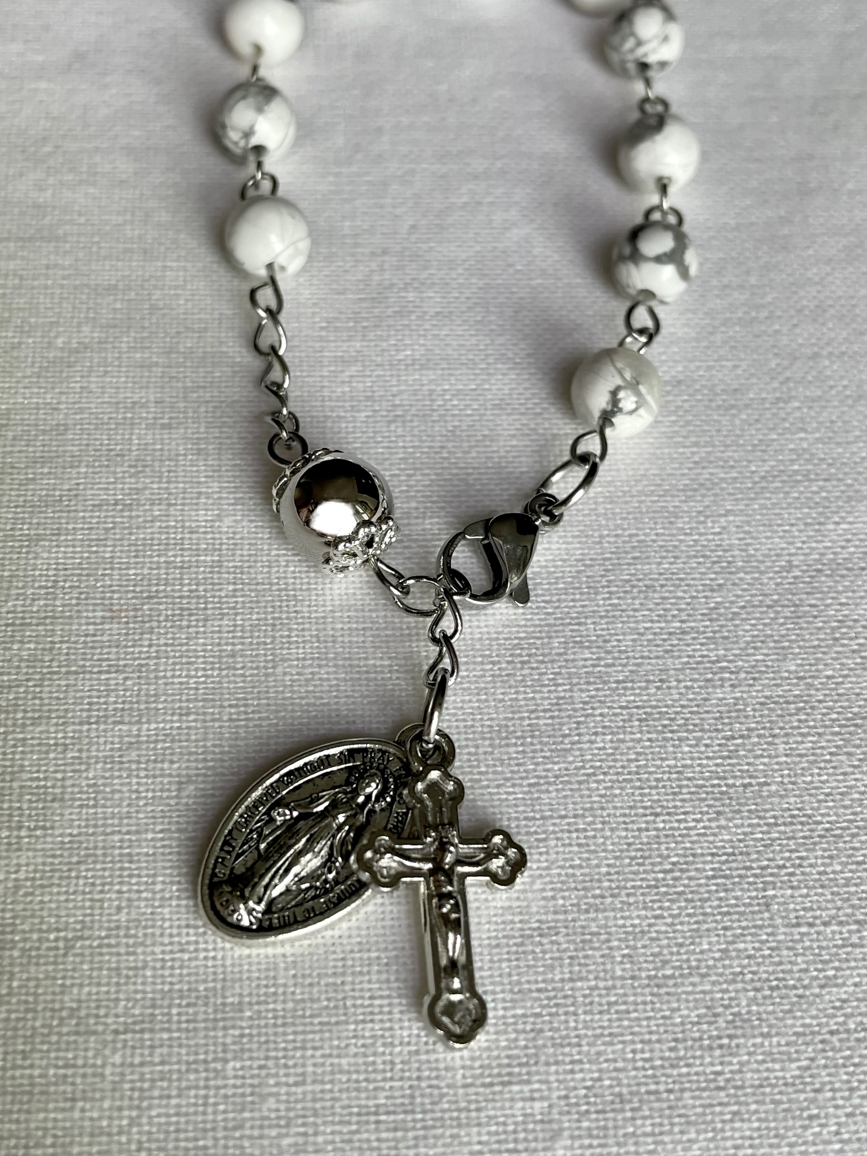 White Howlite Rosary Bracelet