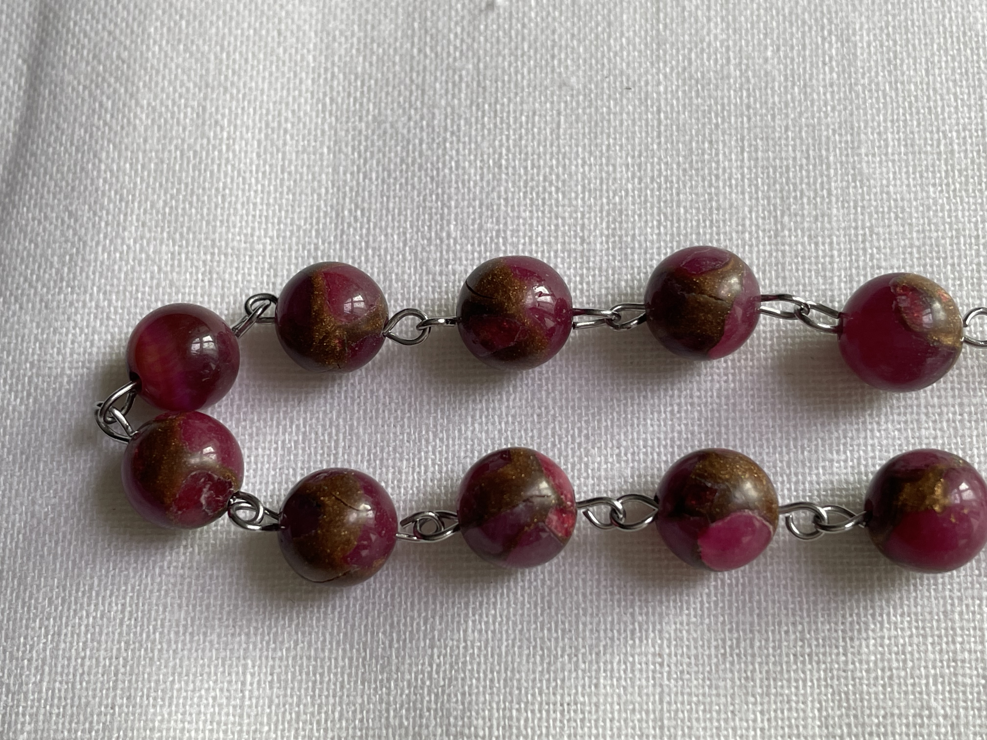 Red Mosaic Quartz One Decade Rosary
