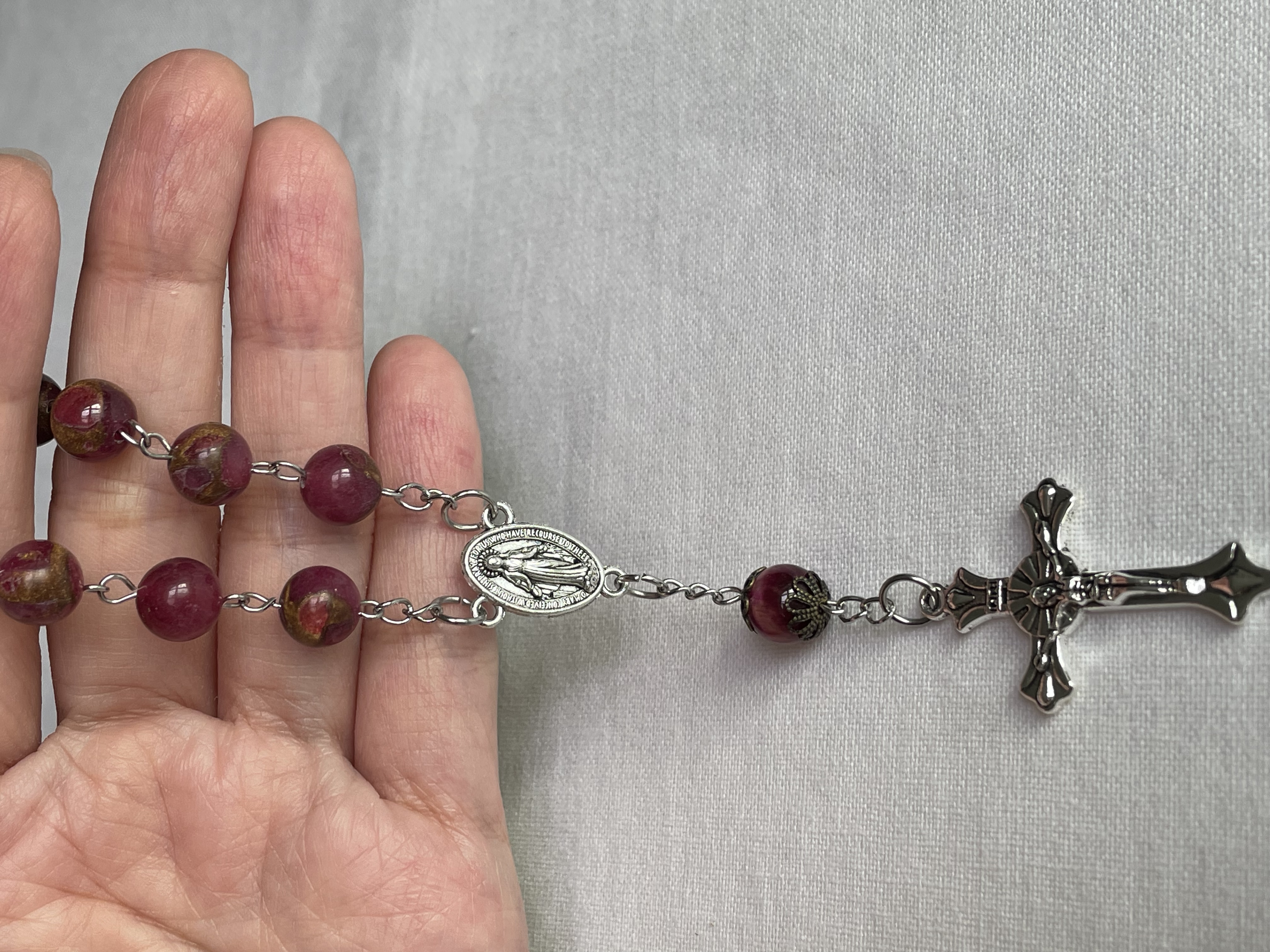 Red Mosaic Quartz One Decade Rosary