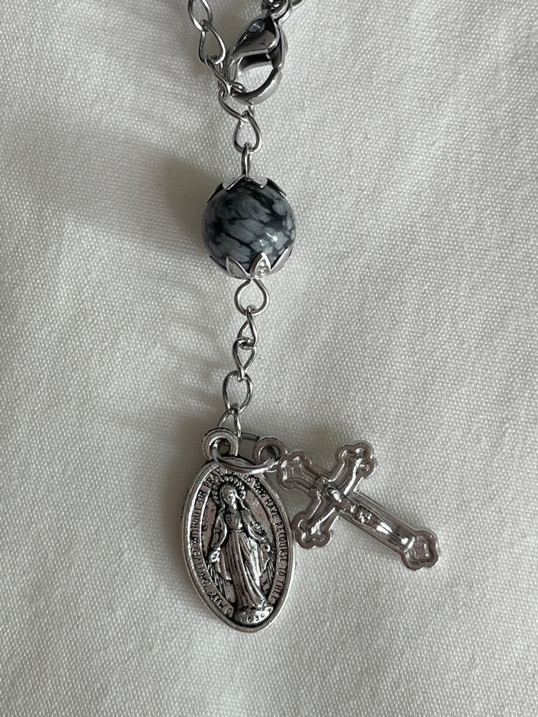 Snowflake Obsidian Rosary Bracelet