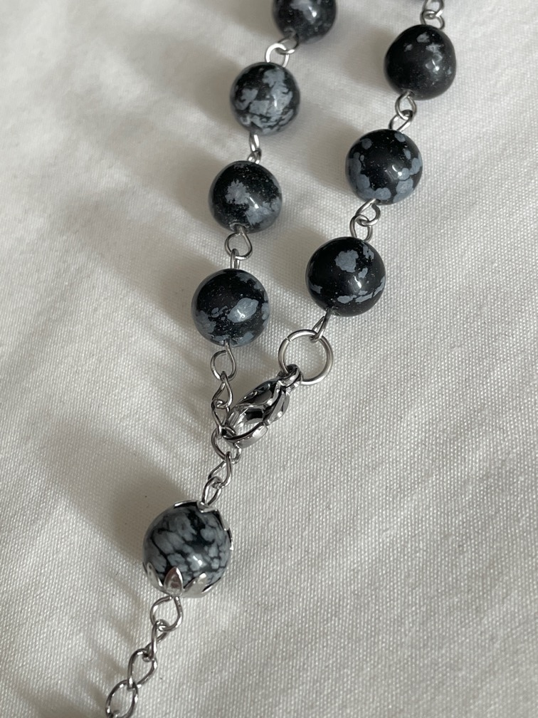 Snowflake Obsidian Rosary Bracelet