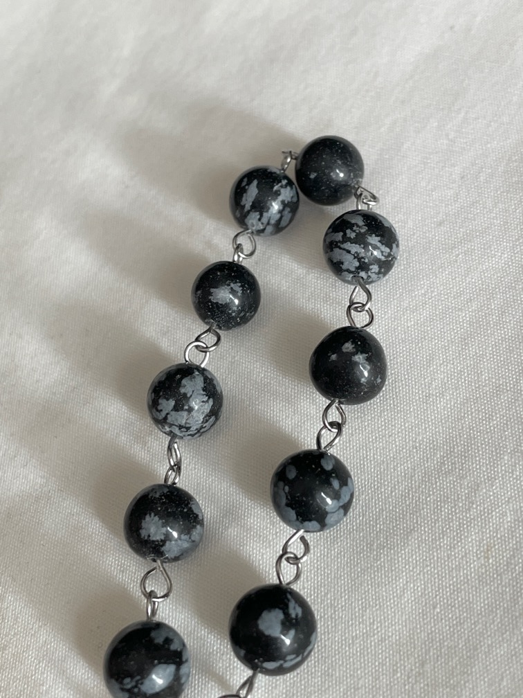 Snowflake Obsidian Rosary Bracelet