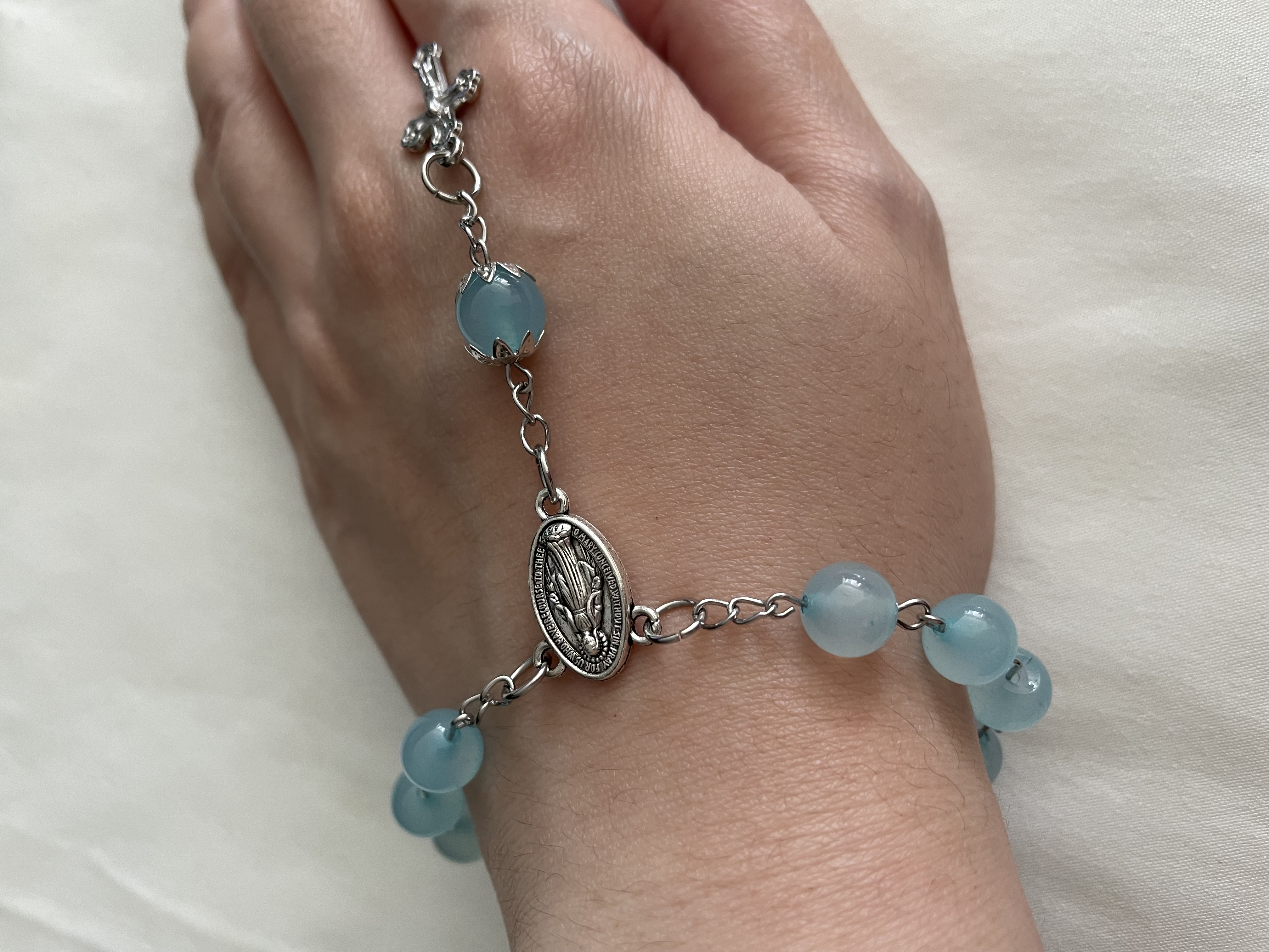 Aquamarine Crystal Rosary Bracelet