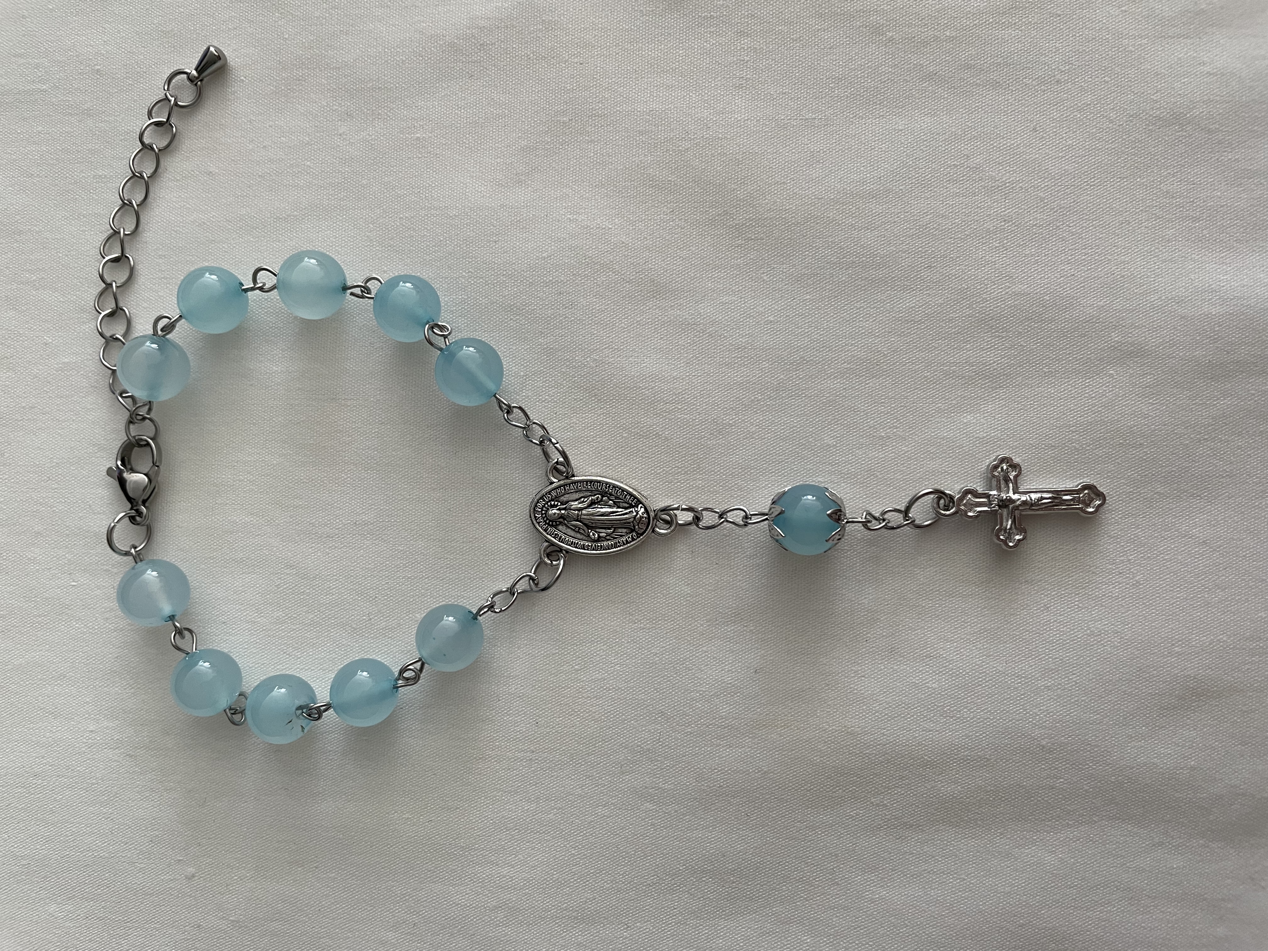 Aquamarine Crystal Rosary Bracelet