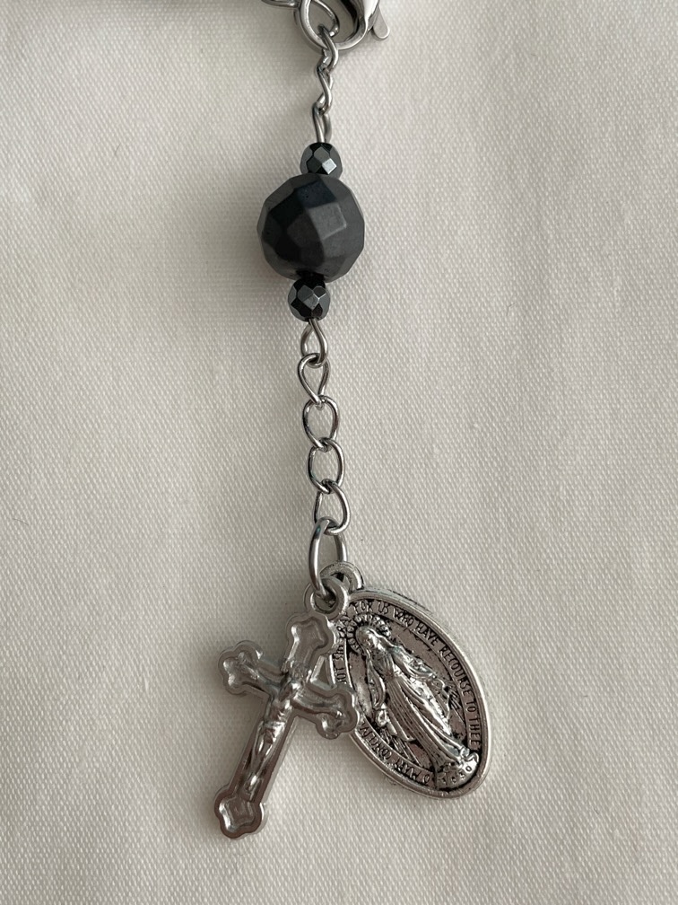 Matte Faceted Hematite Rosary Bracelet