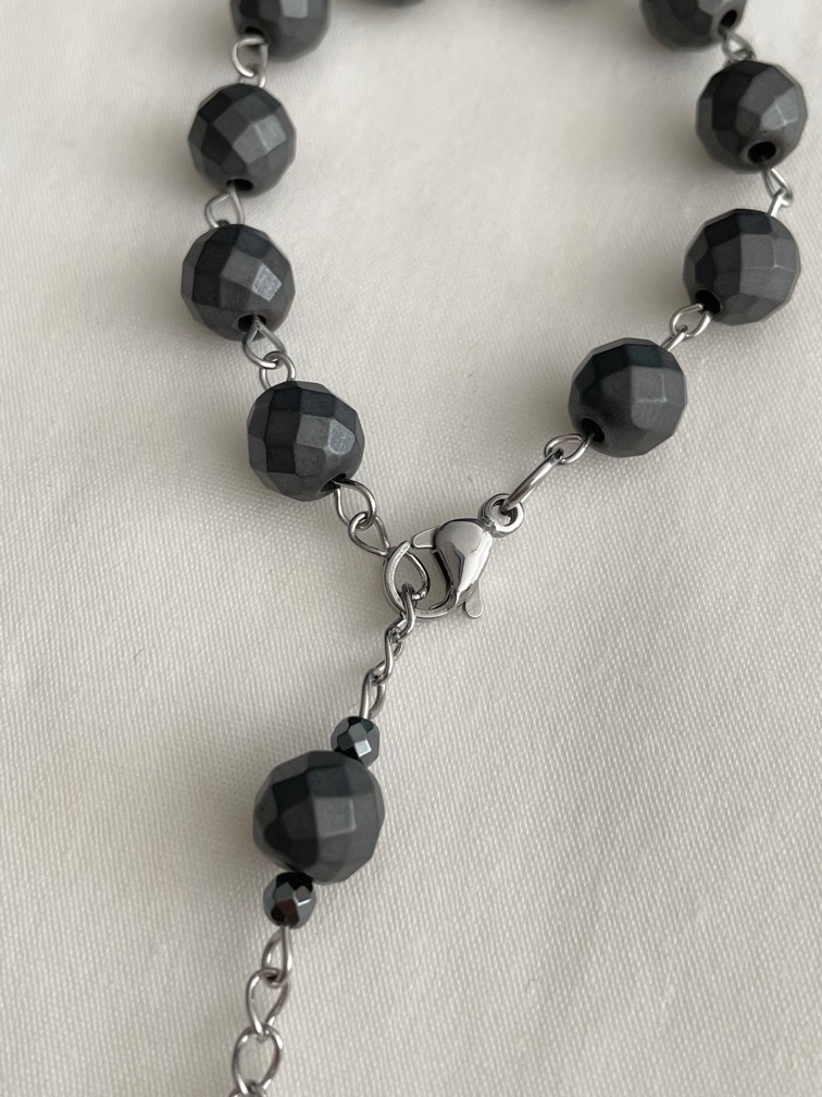 Matte Faceted Hematite Rosary Bracelet
