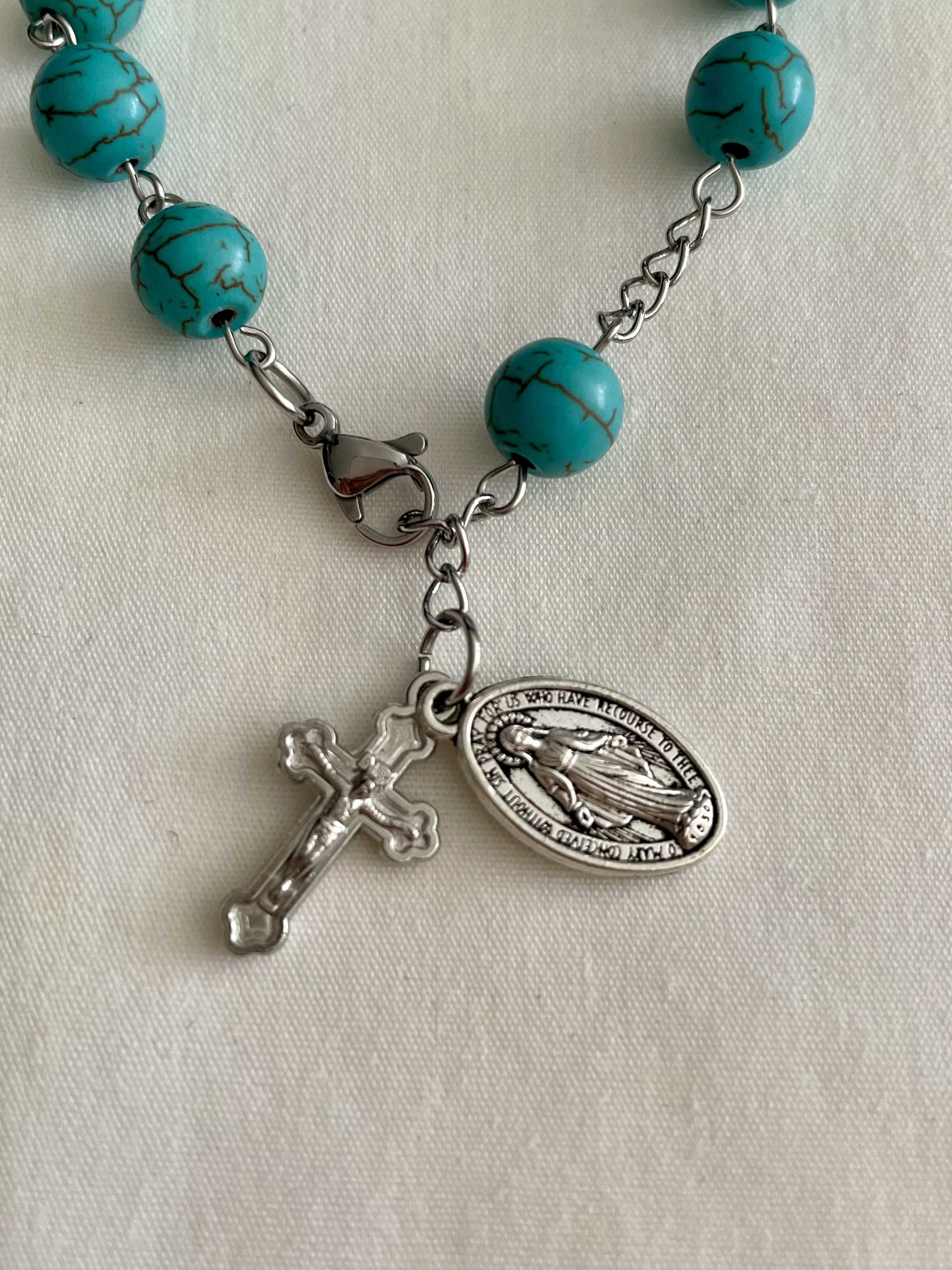 Turquoise Howlite Rosary Bracelet