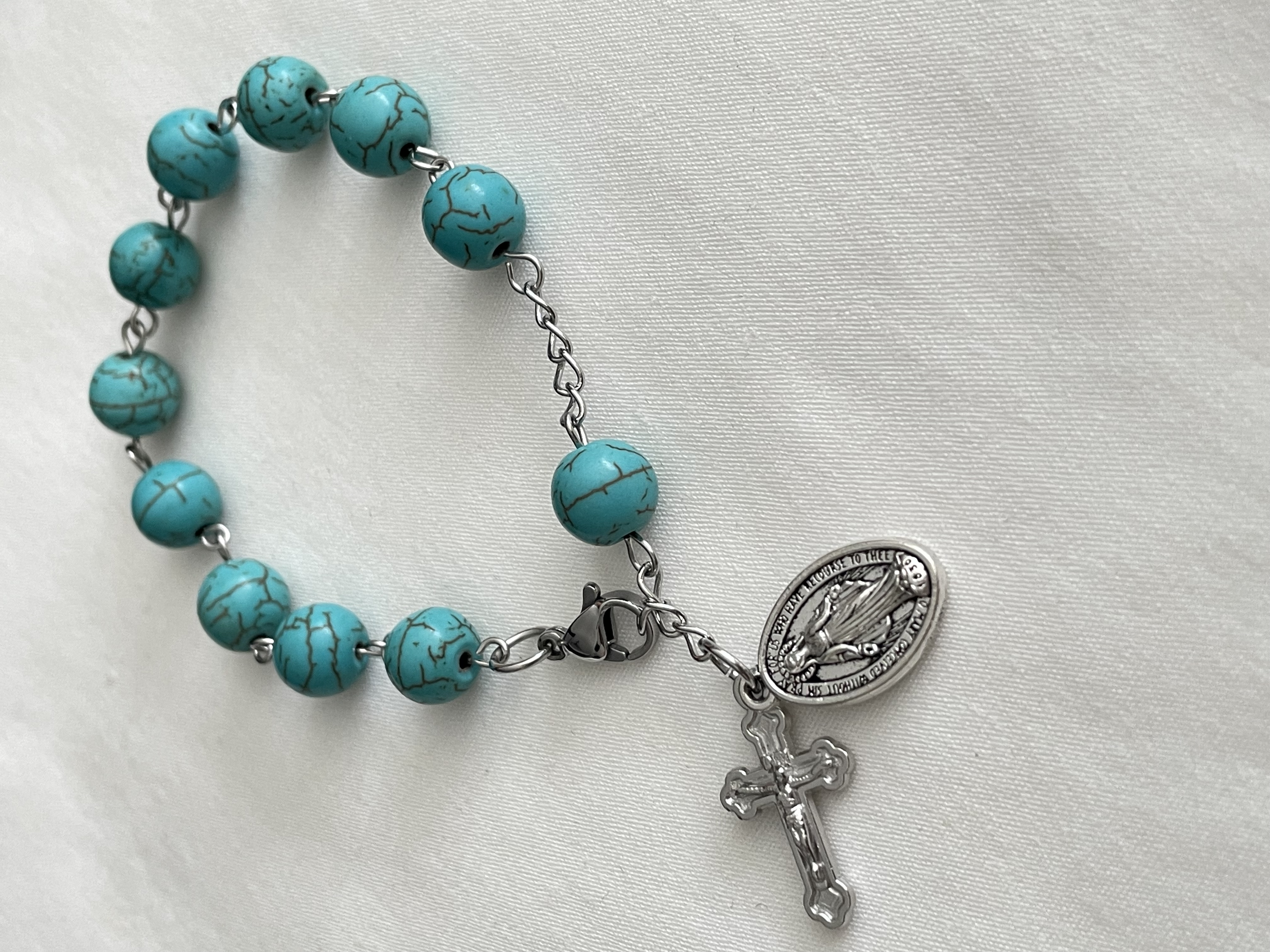 Turquoise Howlite Rosary Bracelet