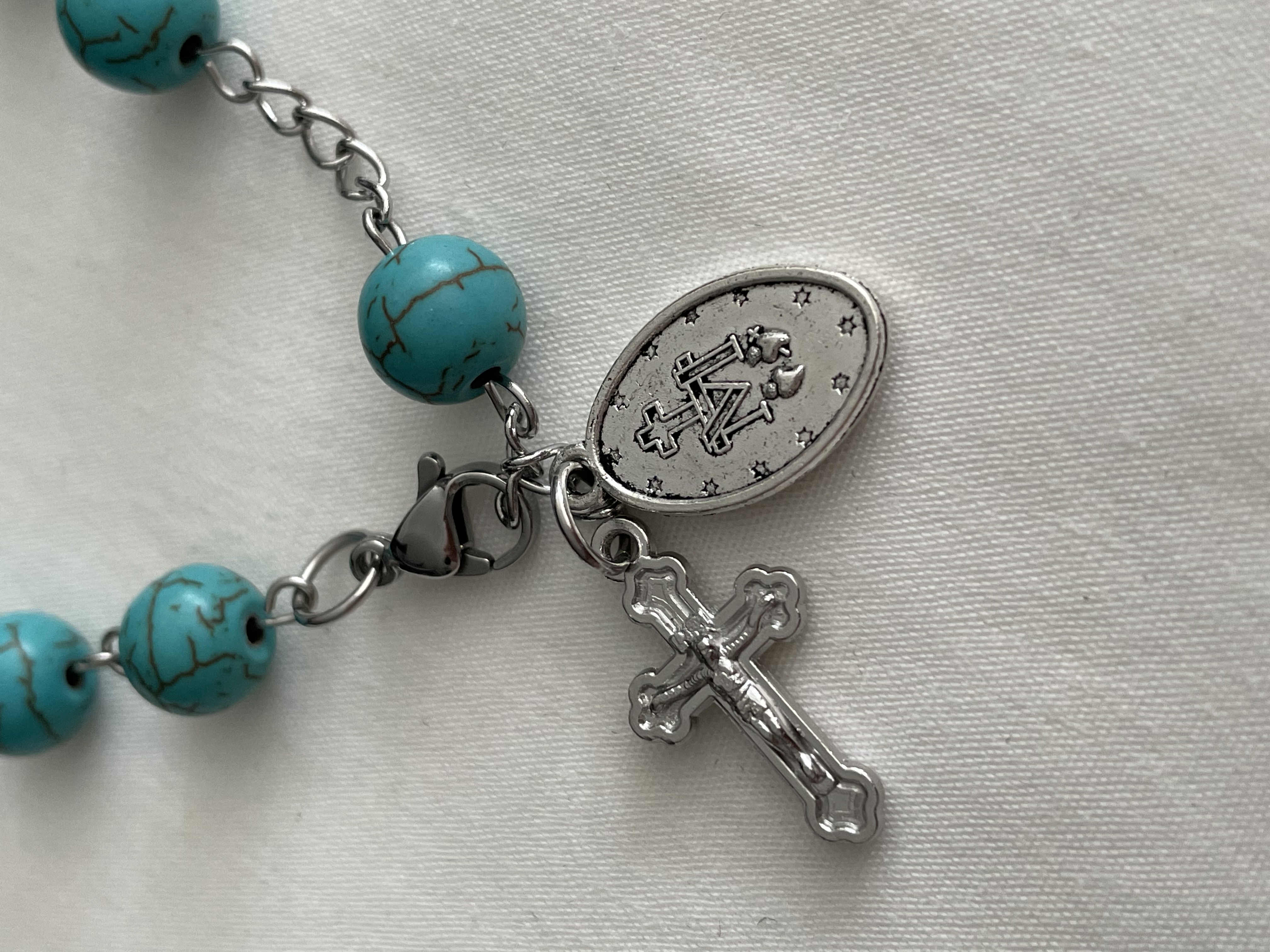 Turquoise Howlite Rosary Bracelet