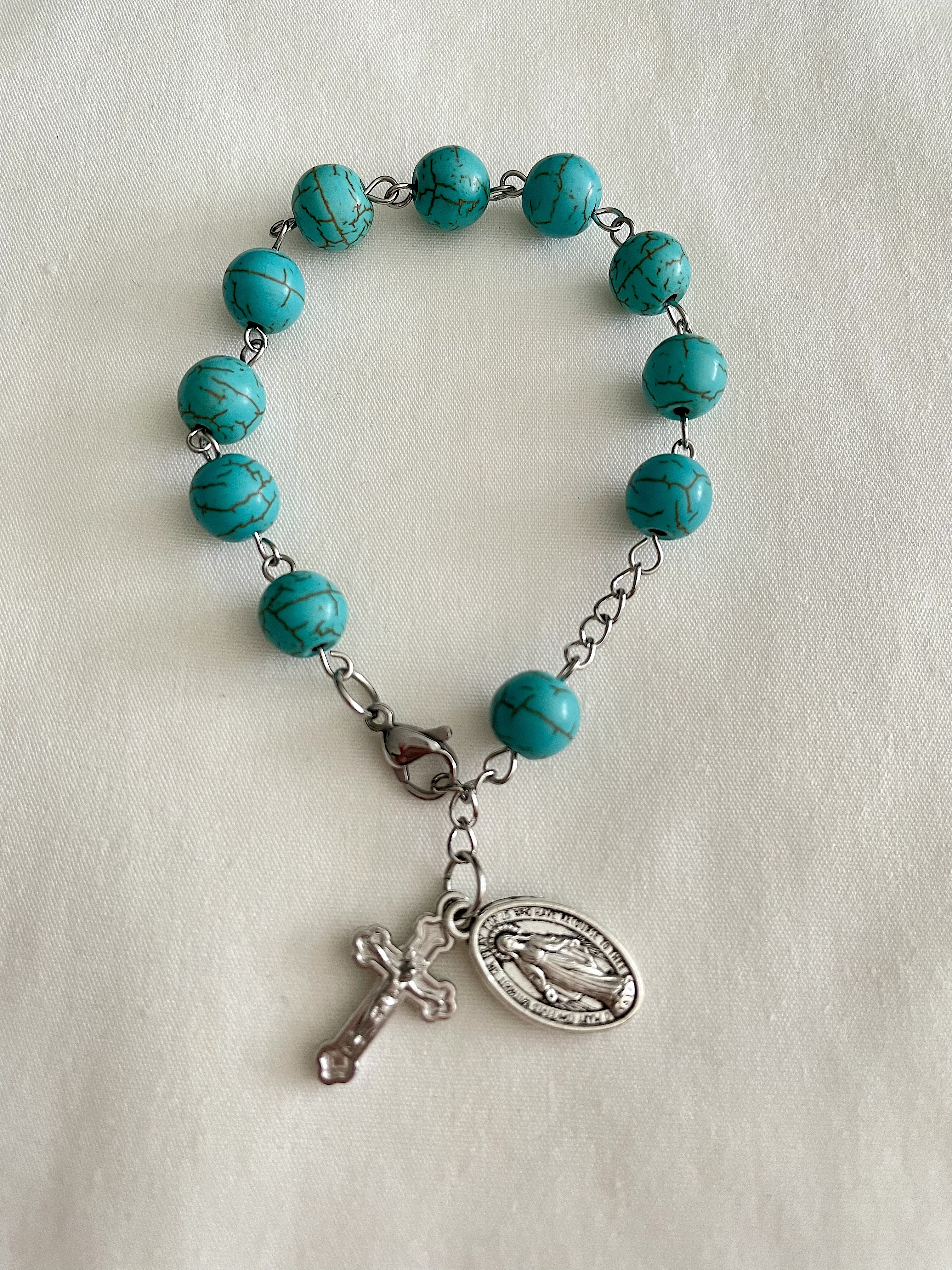 Turquoise Howlite Rosary Bracelet