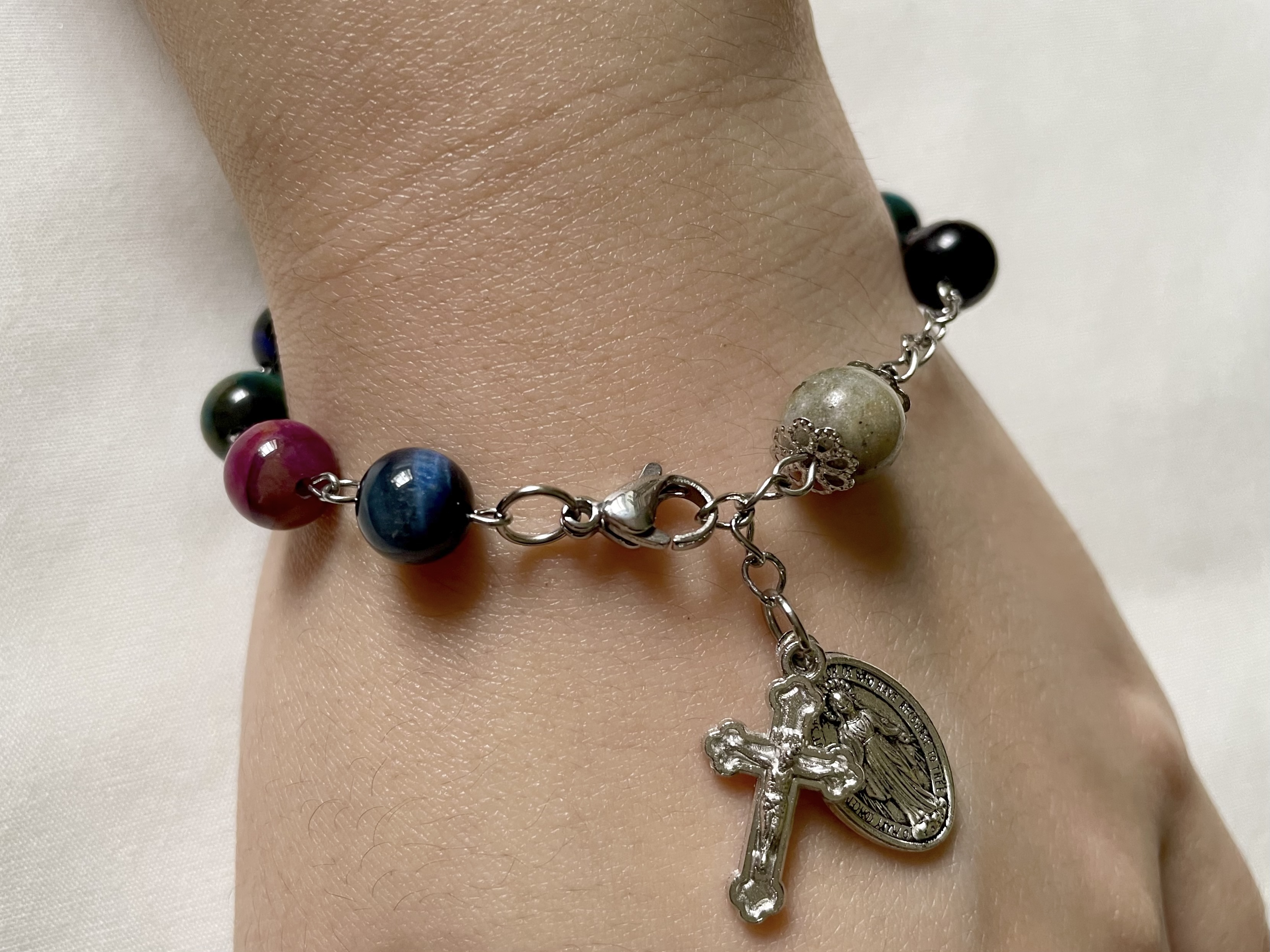 Multi Coloured Cat-Eye Rosary Bracelet