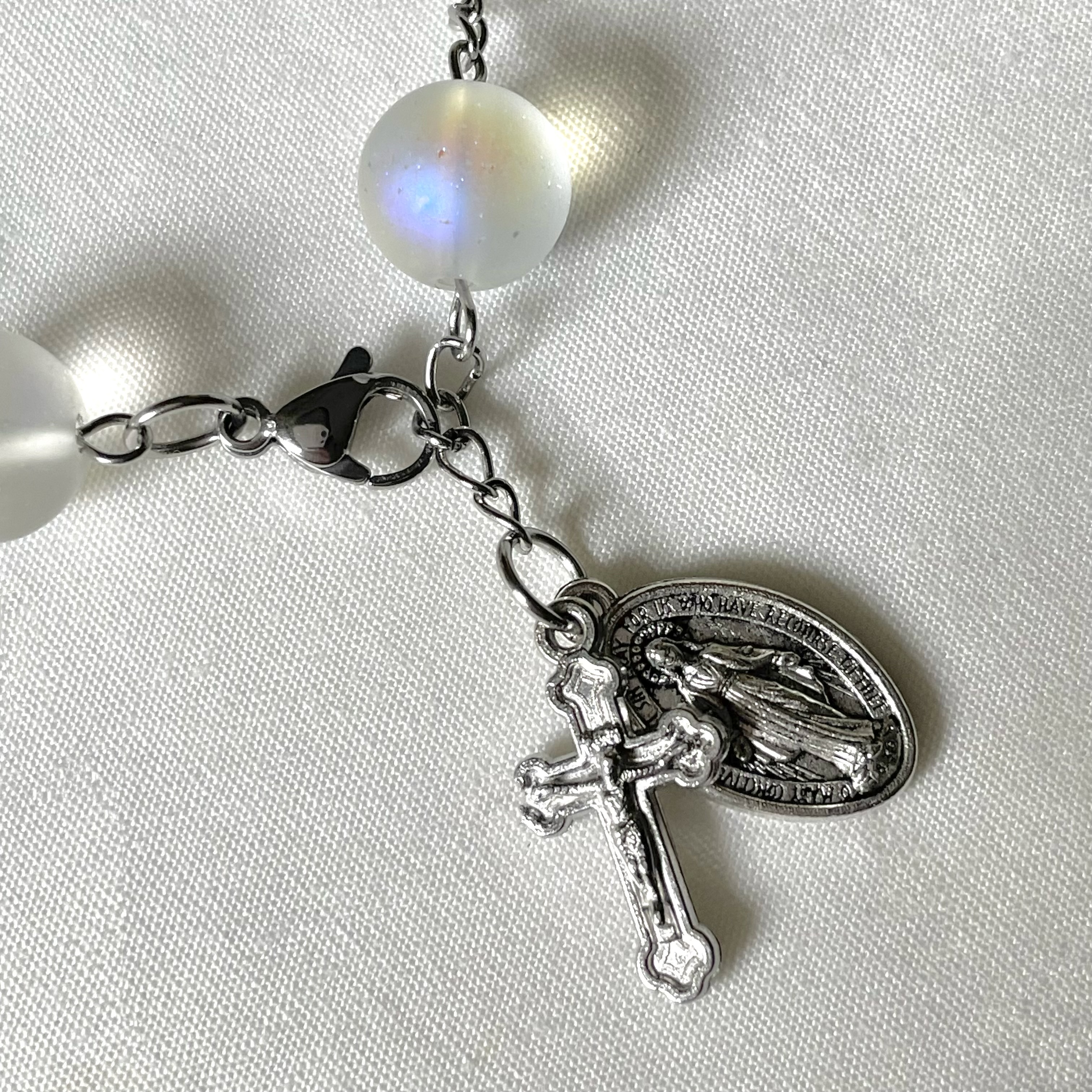 Frosted Glass Rosary Bracelet