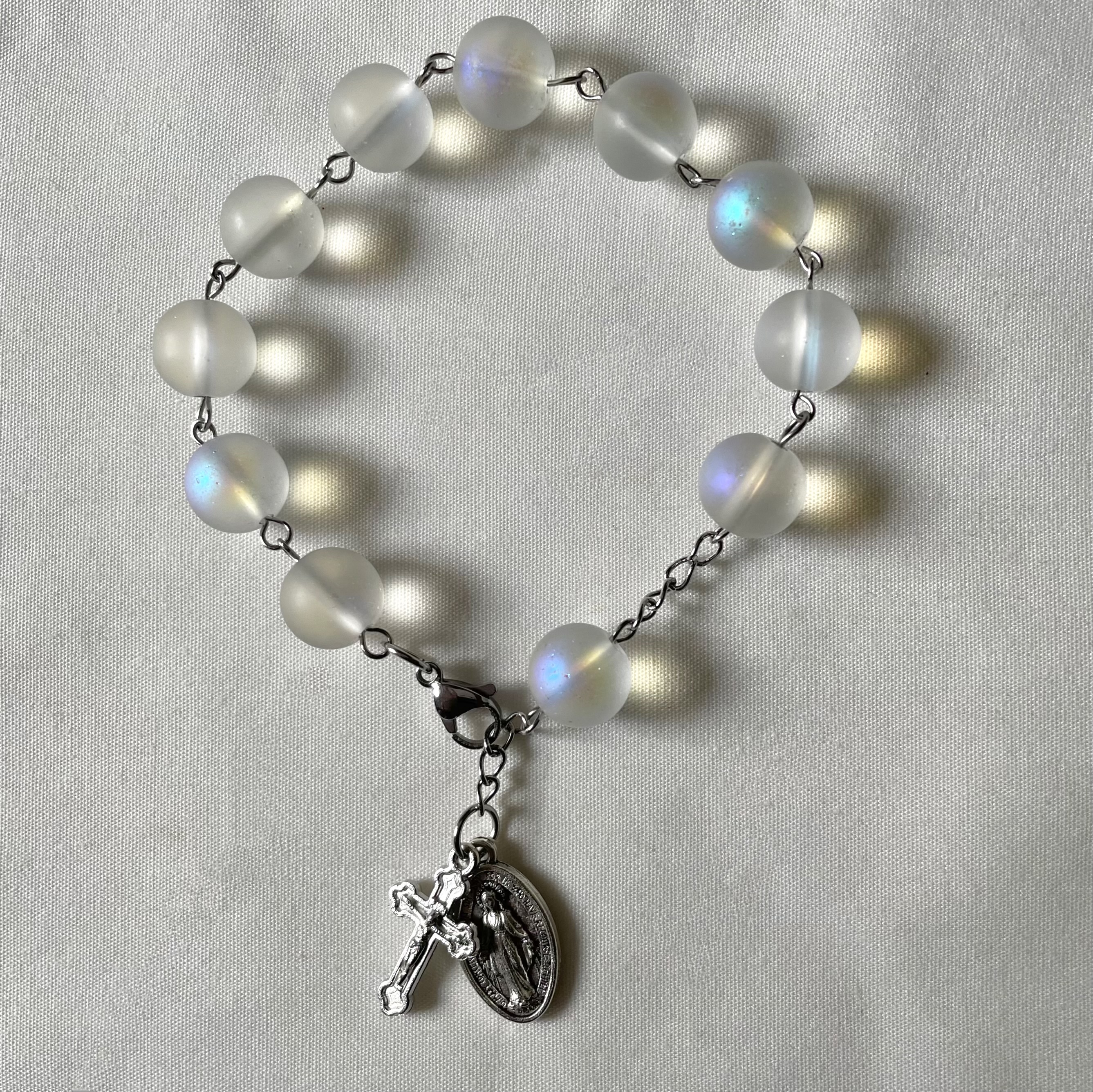 Frosted Glass Rosary Bracelet