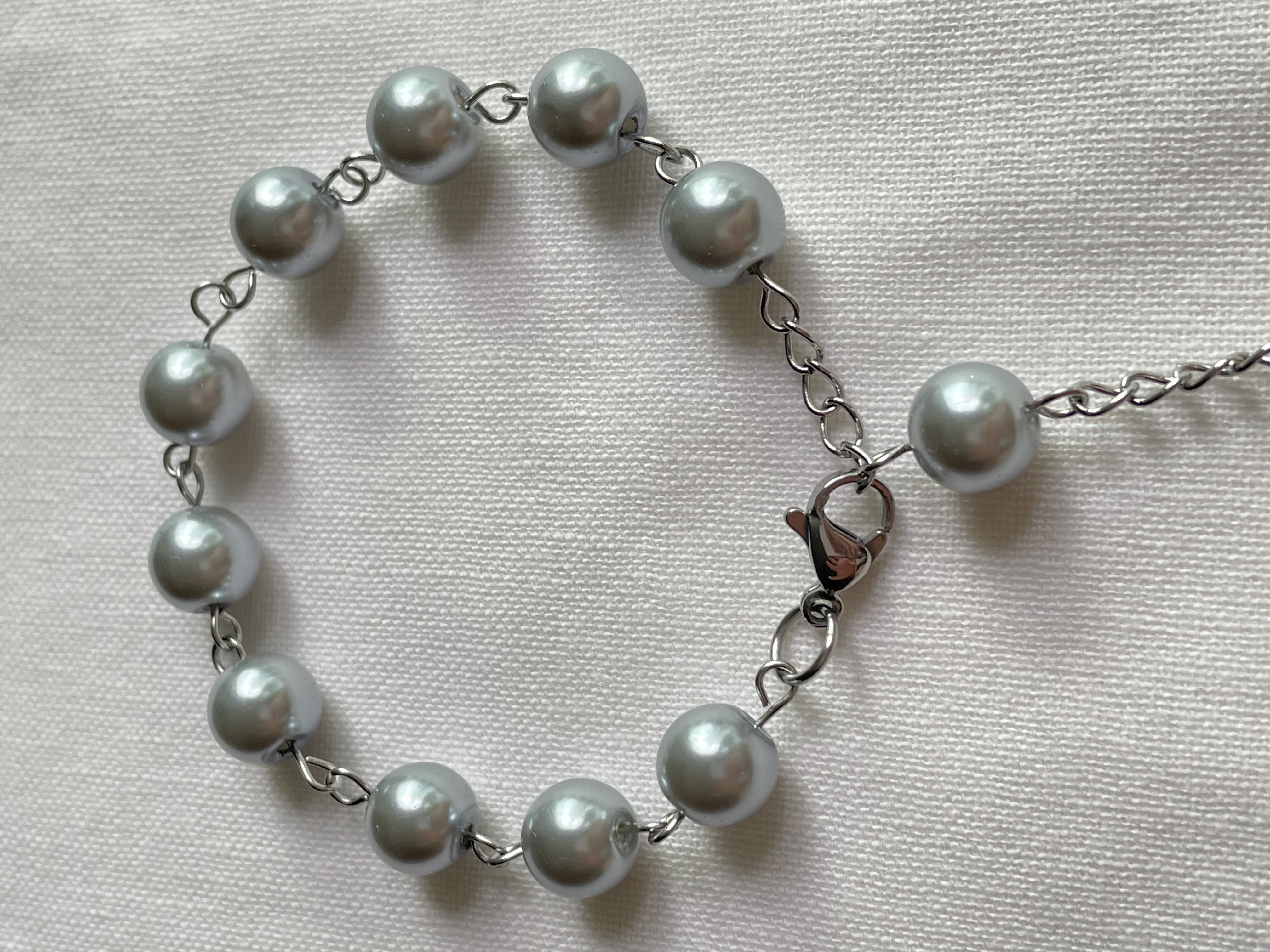 Grey Pearl Glass Rosary Bracelet