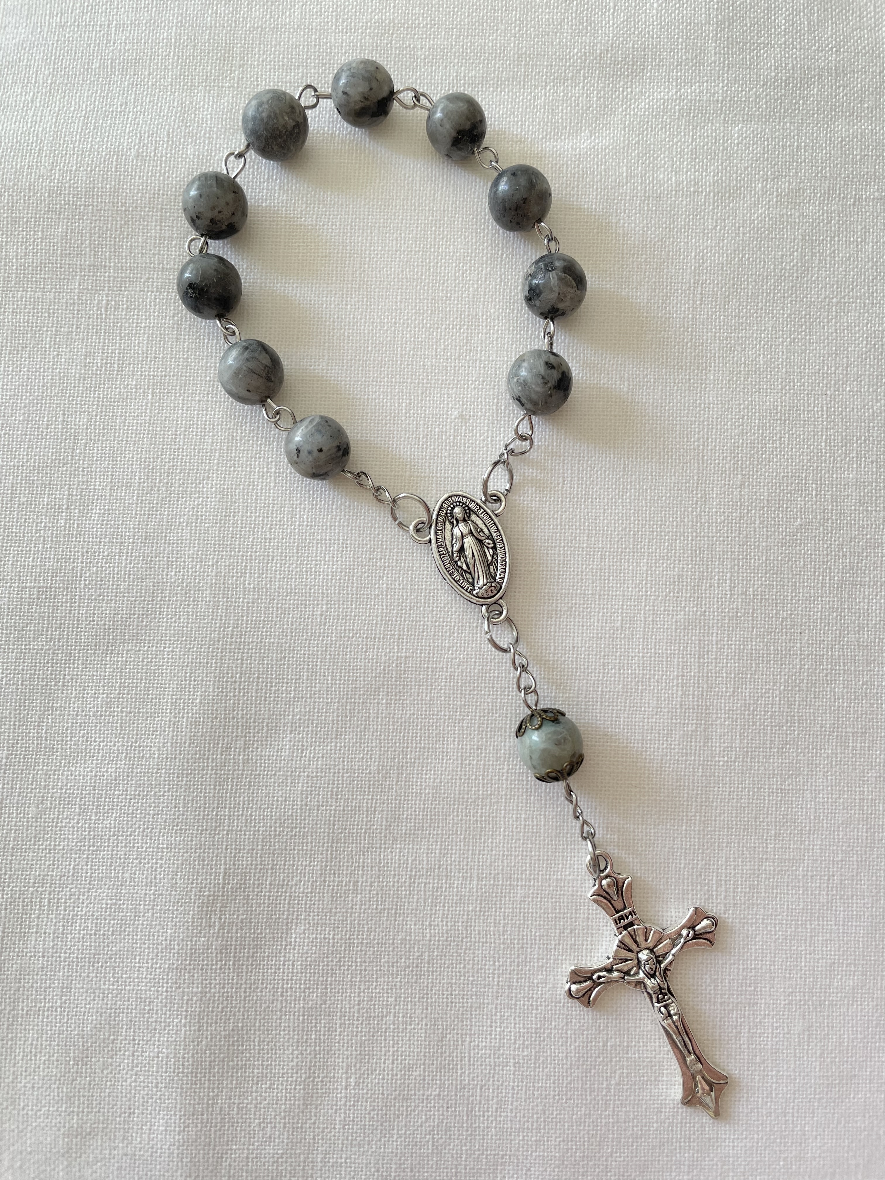 Grey Larvikite One Decade Rosary