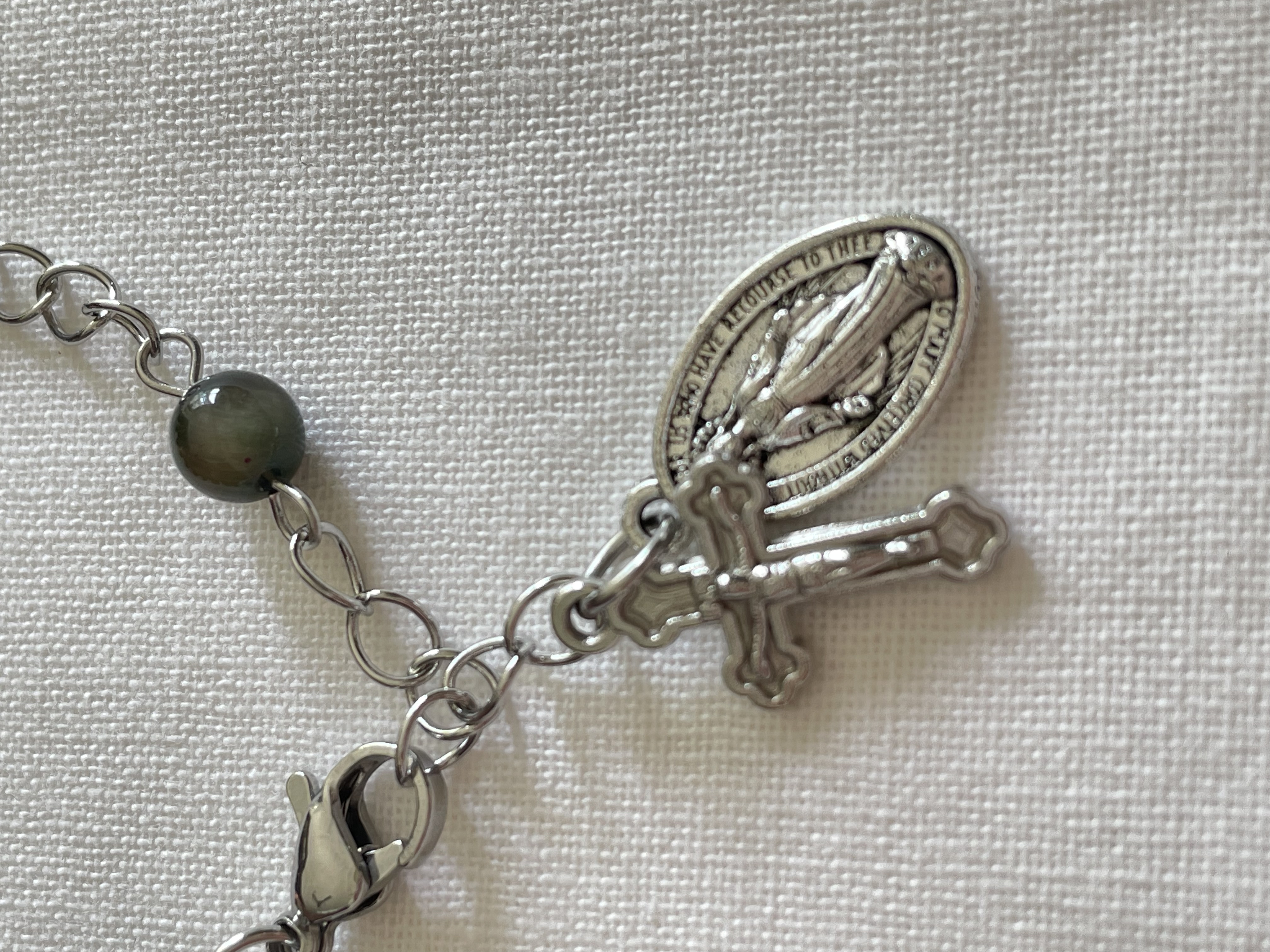 Green Cat-eye Rosary Bracelet