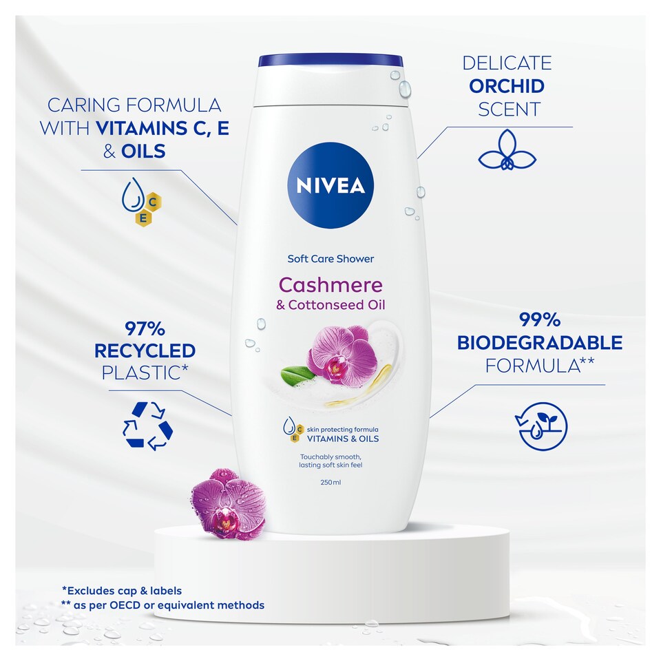 NIVEA Cashmere & Cotton Seed Oil Shower Cream 250ml (PACK - 6)