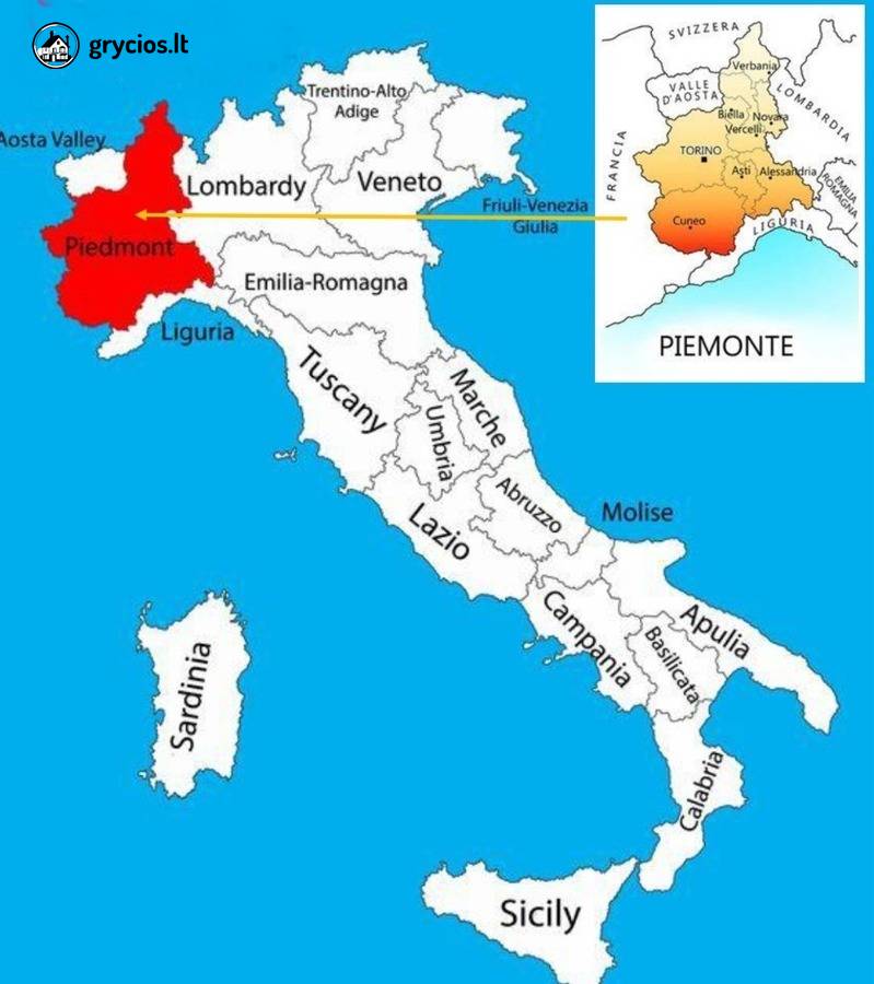 Italijoje, Pjemonto reg., Viale, parduodamas 2 aukštų namas su sodu