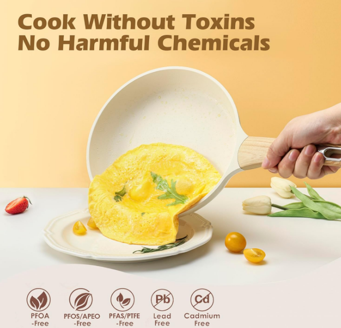 Ceramic Cookware Sets, Pots and Pans Set Nonstick, 14-Piece Induction Cookware, Non-toxic Healthy Non Stick Kitchen Cooking Set, with Frying Pans Set, PFAS PTFE PFOA PFOS Free