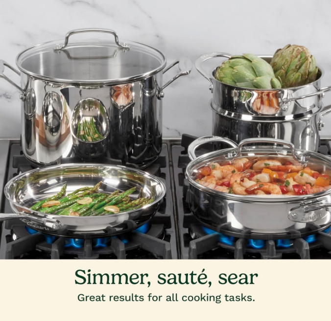 11-Piece Cookware Set, Chef's Classic Stainless Steel Collection 77-11G