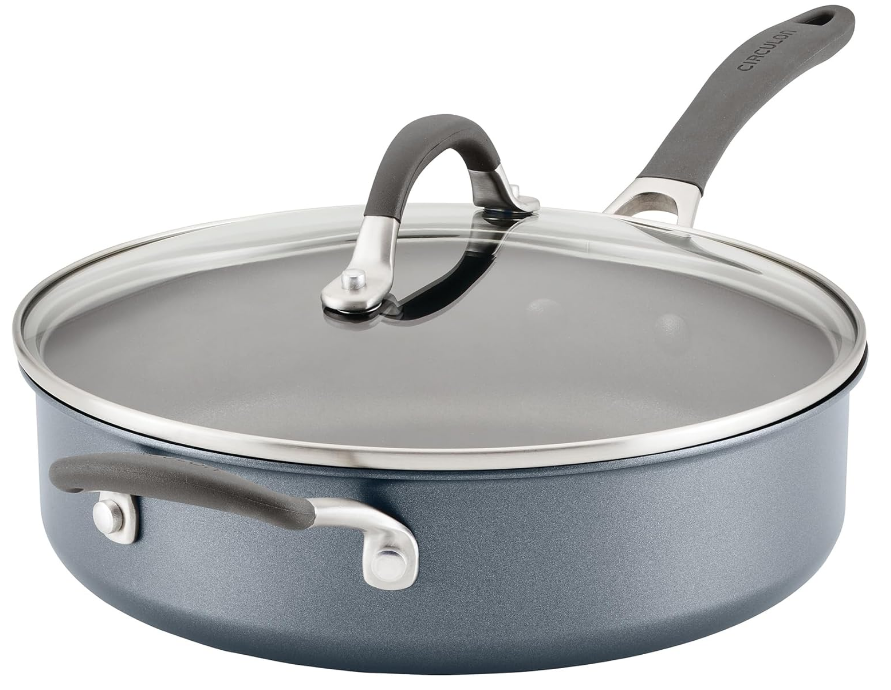 A1 Series with ScratchDefense Technology Nonstick Induction Sauté Pan with Helper Handle and Lid, 5 Quart, Graphite