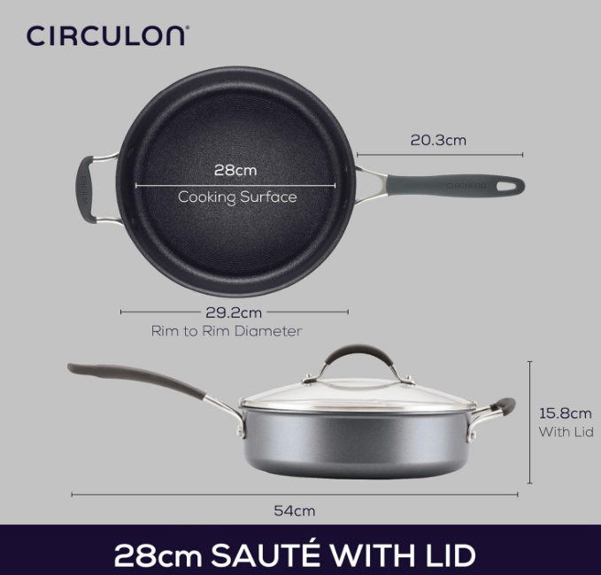 A1 Series with ScratchDefense Technology Nonstick Induction Sauté Pan with Helper Handle and Lid, 5 Quart, Graphite