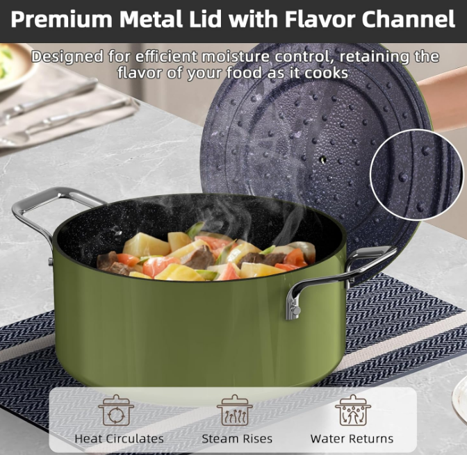 Lux 13pc Forged Lightweight Cookware Set PFAS Free, Healthy G10 Duralon Ceramic Coating, Ultra Non-Stick, Stay-Cool Handles, Works on All Cooktops & Induction Ready