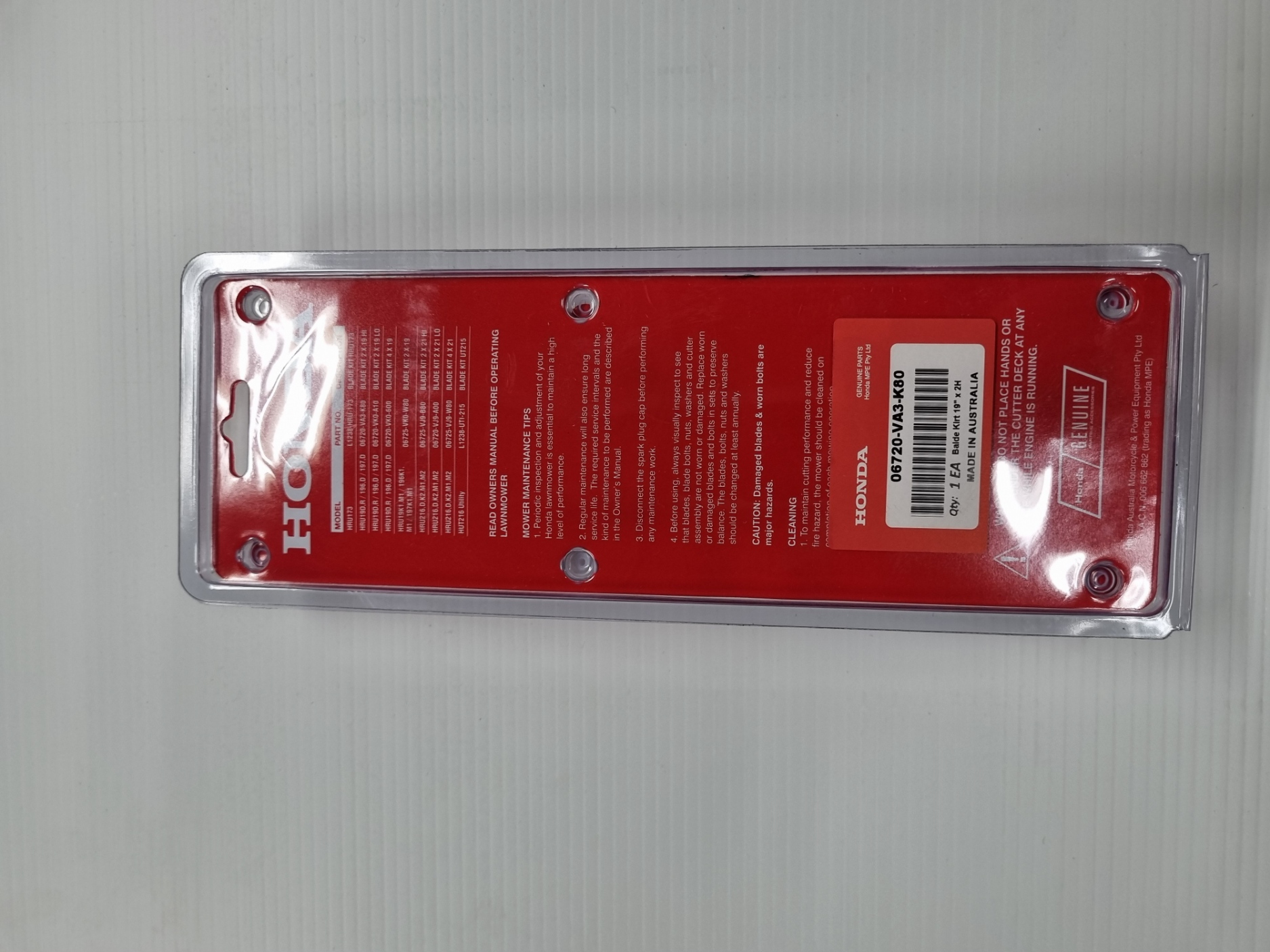 Honda Mower Blade 19" HRU19 Blade HiLift 06720VA3K80