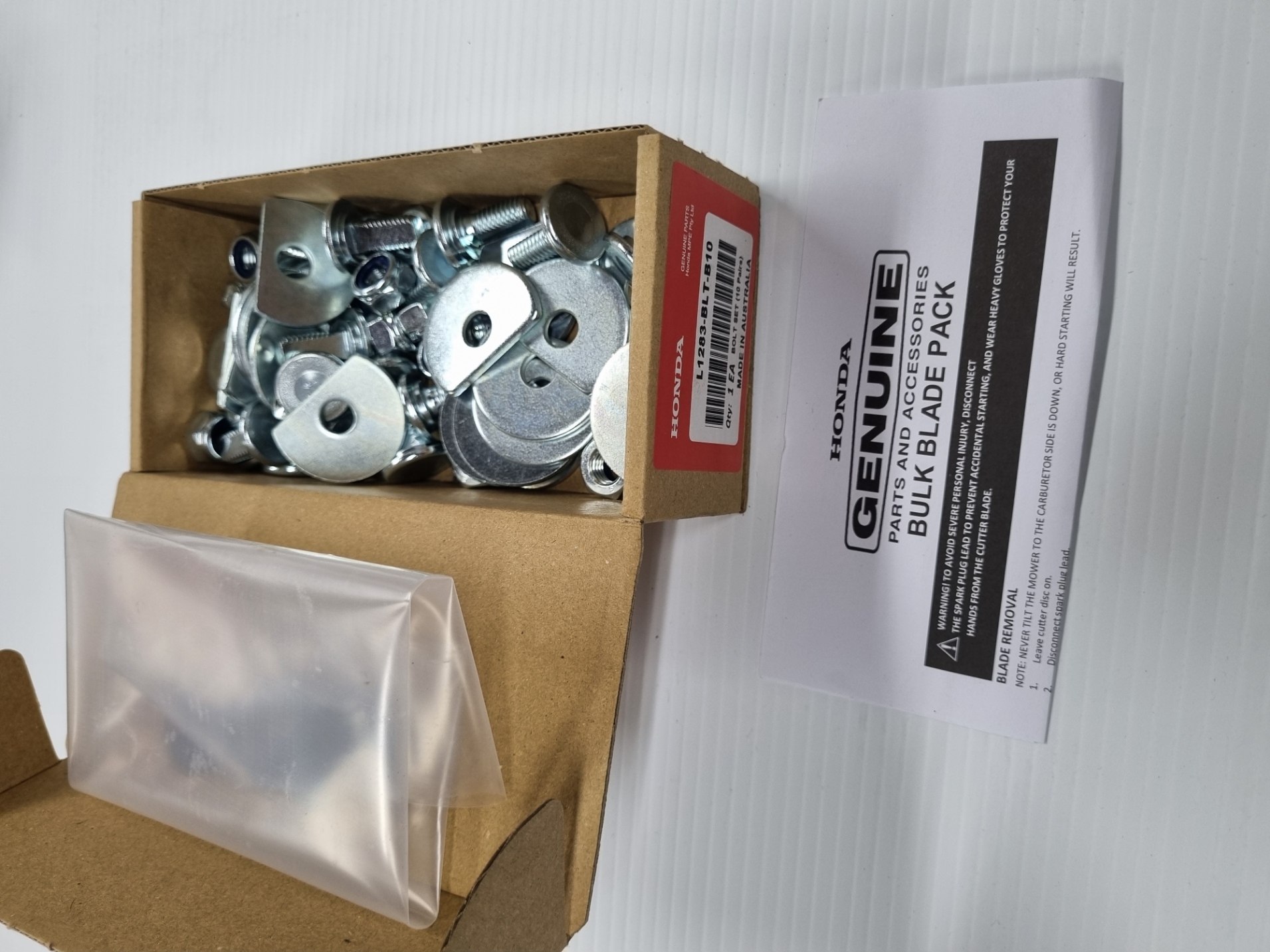 HONDA GENUINE BOLT SET, 10 PAIR L1283BLTB10