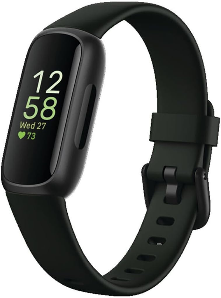 Fitbit Inspire 3 Health &-Fitness-Tracker with Stress Management, Black, One Size (S & L Bands Included)