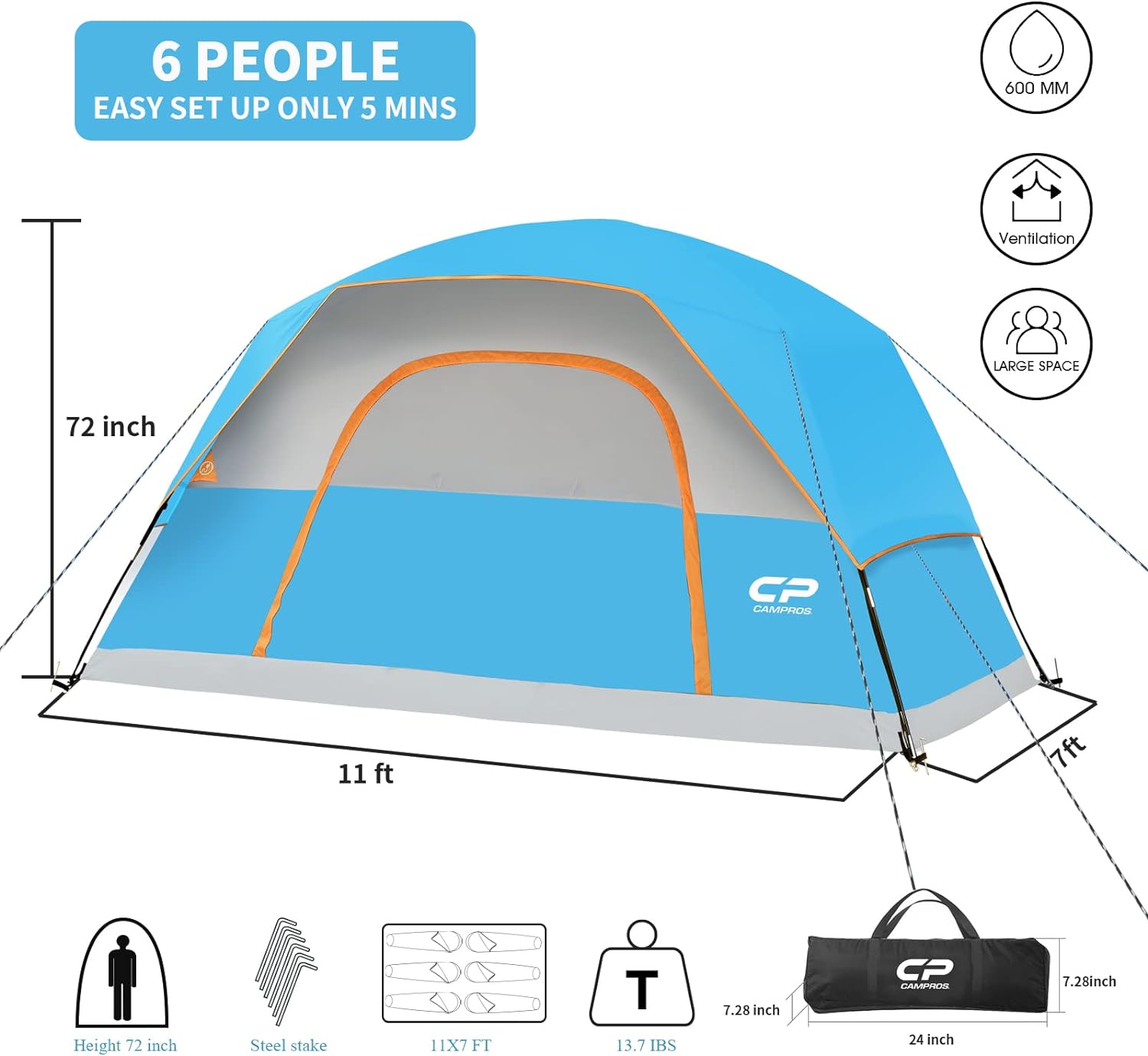 CAMPROS CP Tent 6 Person Camping Tents