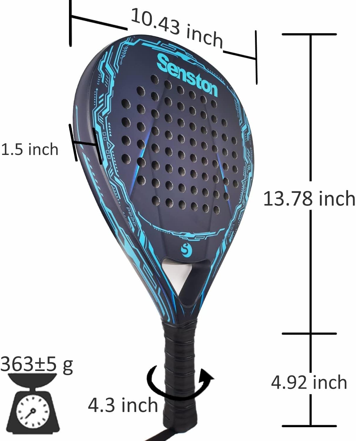 Senston Paddle Tennis Racket Carbon-Fiber Surface